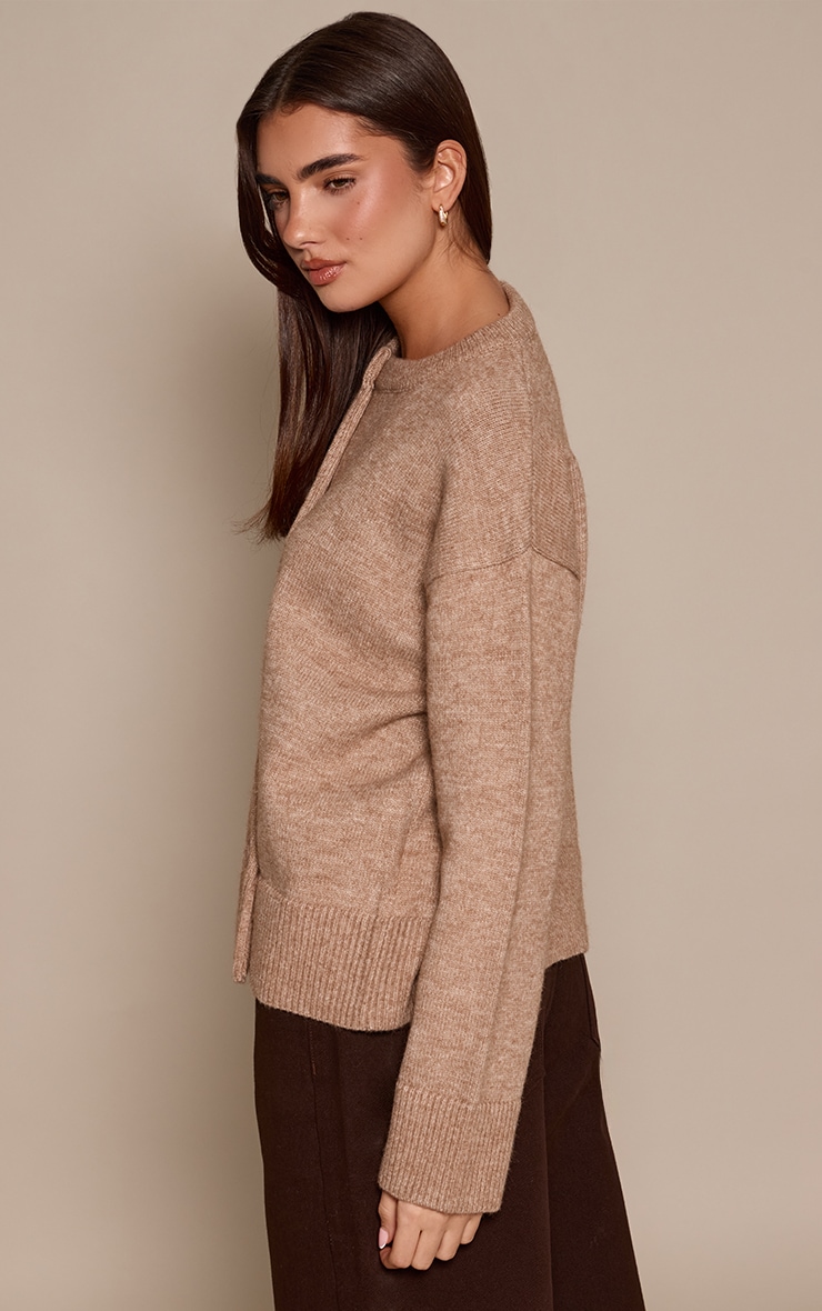 Taupe Asymmetric Button Down Cardigan  image 2