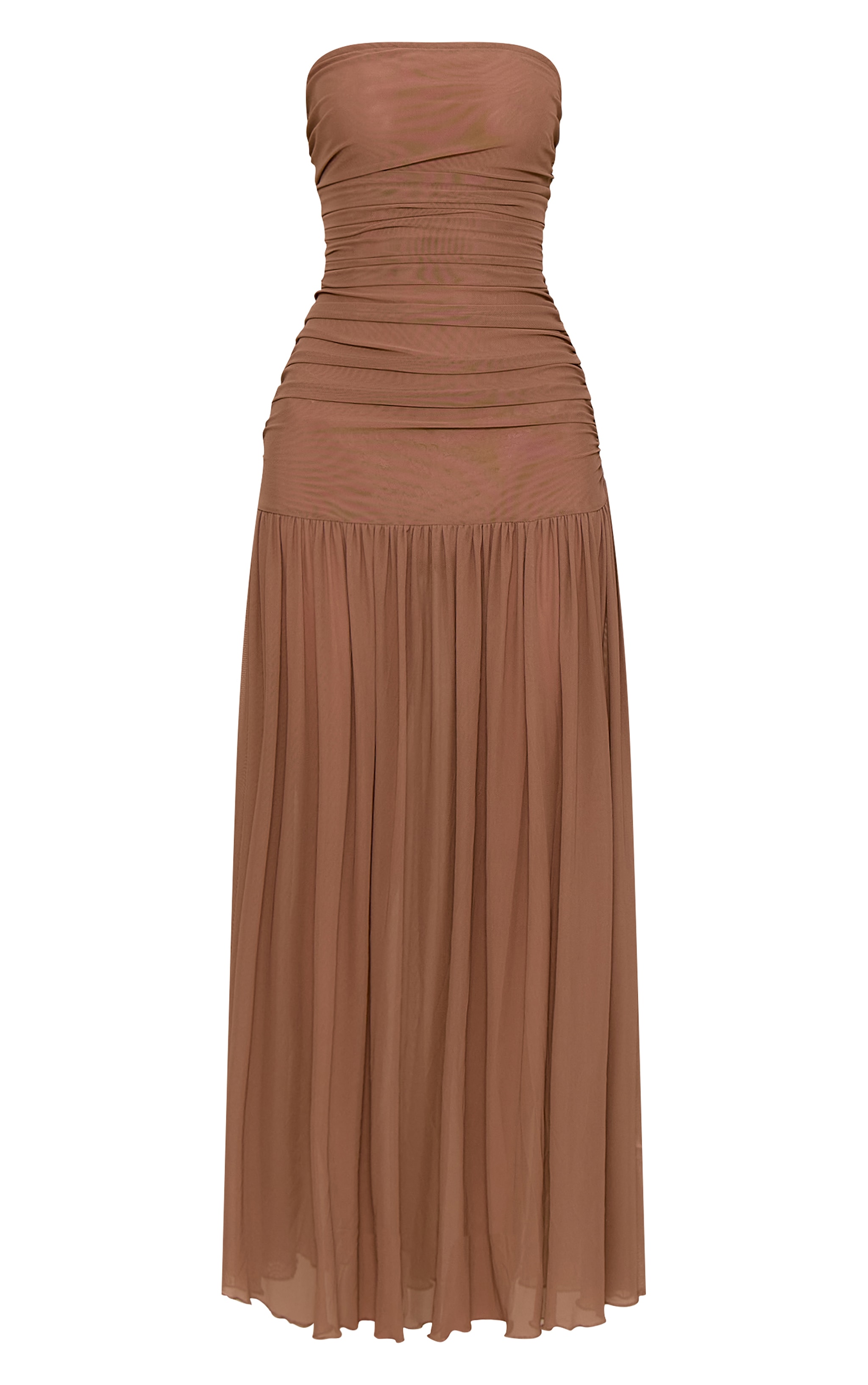Chocolate Ruched Scarf Dropped Waist Maxi Dress image 5