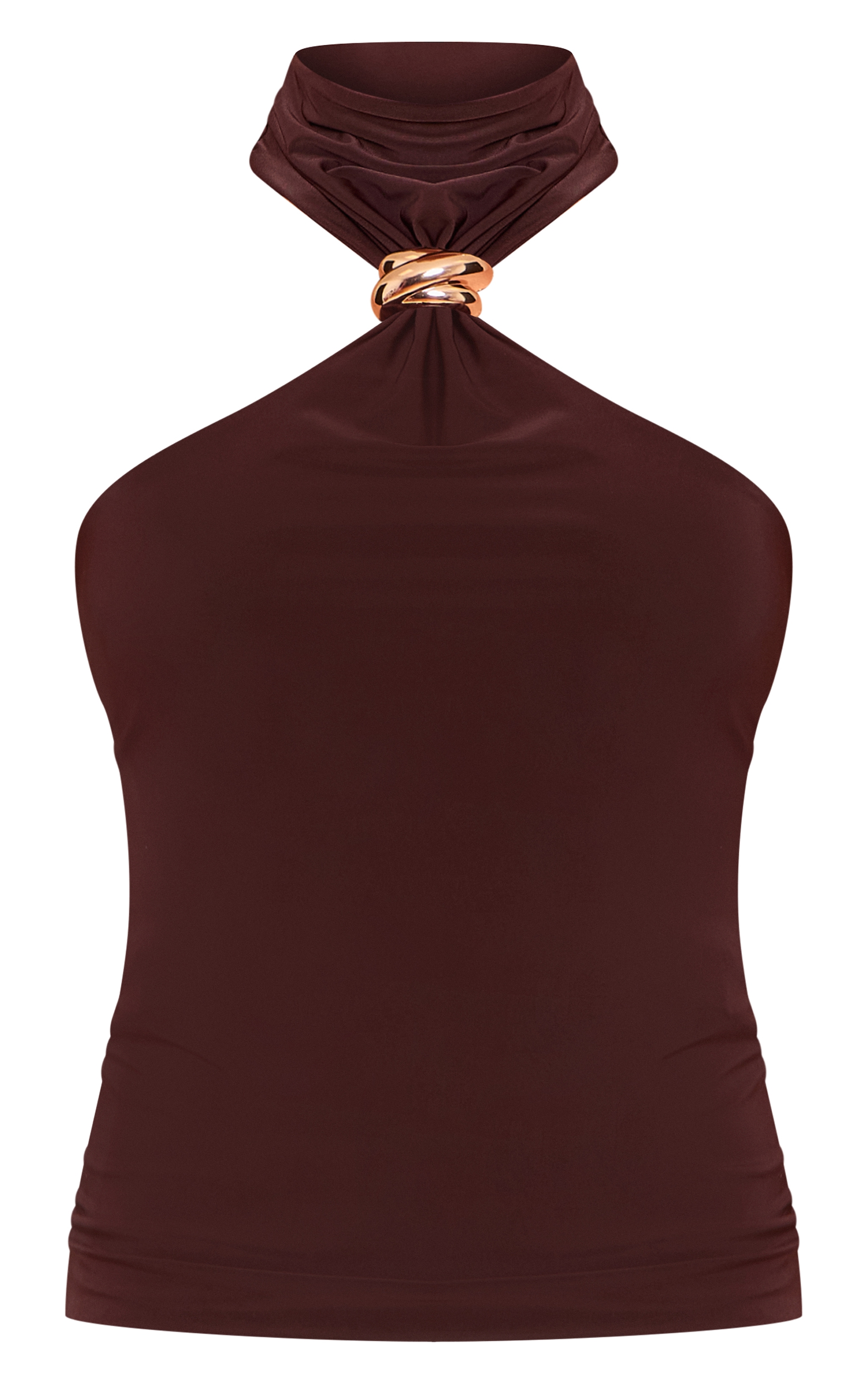 Haut Long Court Détail de Bordsure Dos Nu Chocolat image 5