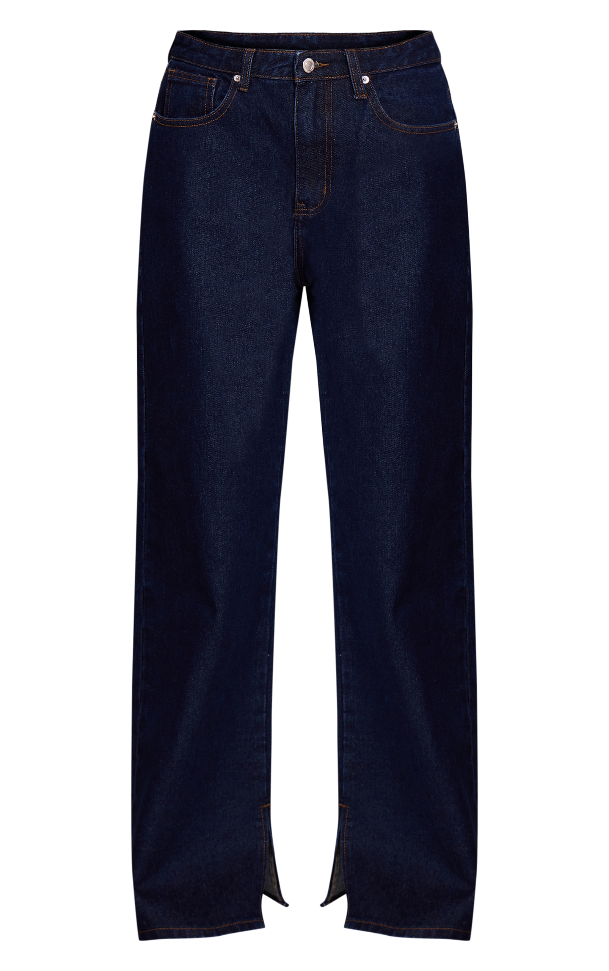 Indigo High Rise Split Hem Boyfriend Jeans image 5