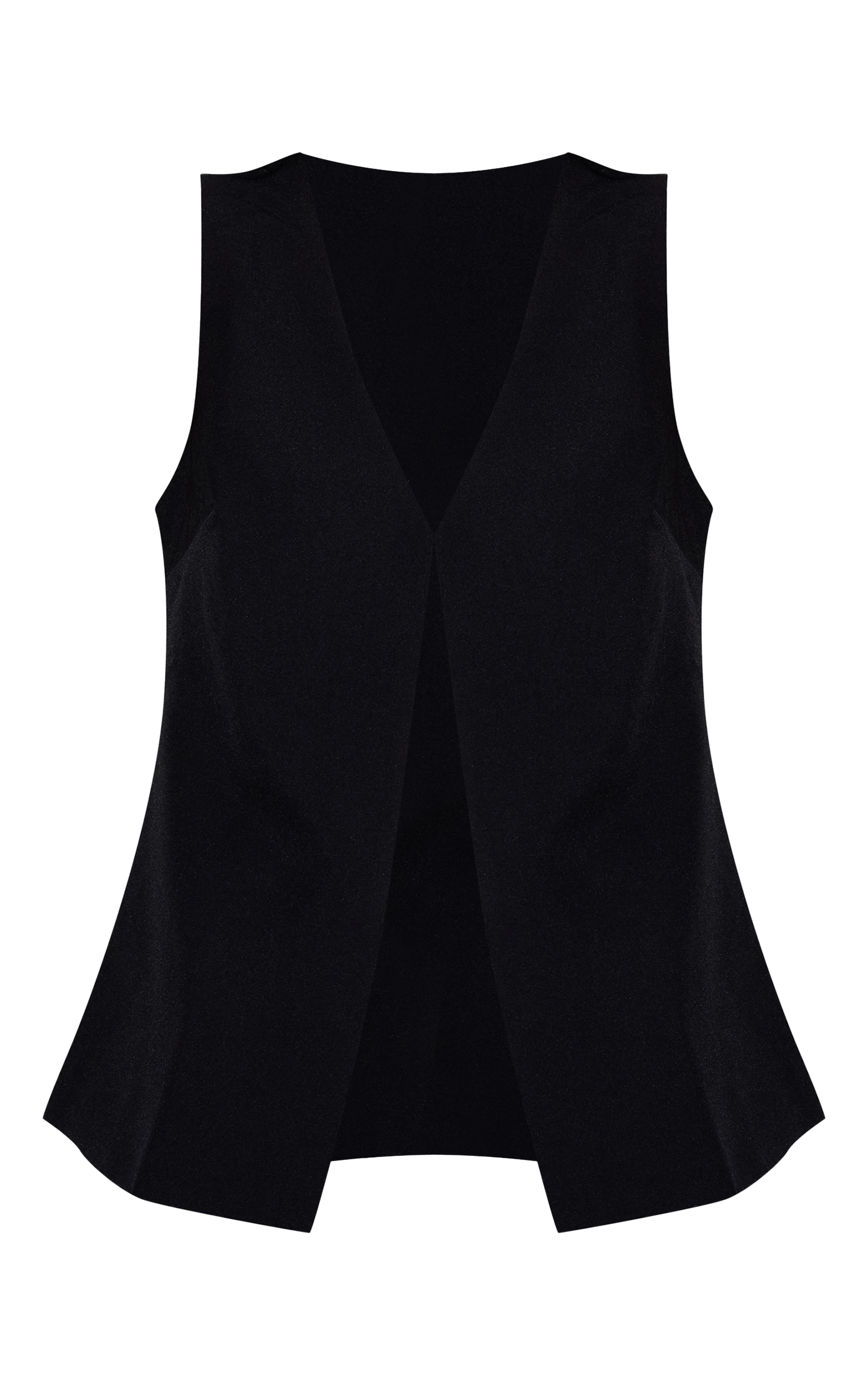 Black Woven Tailored Hook And Eye Vest image 5