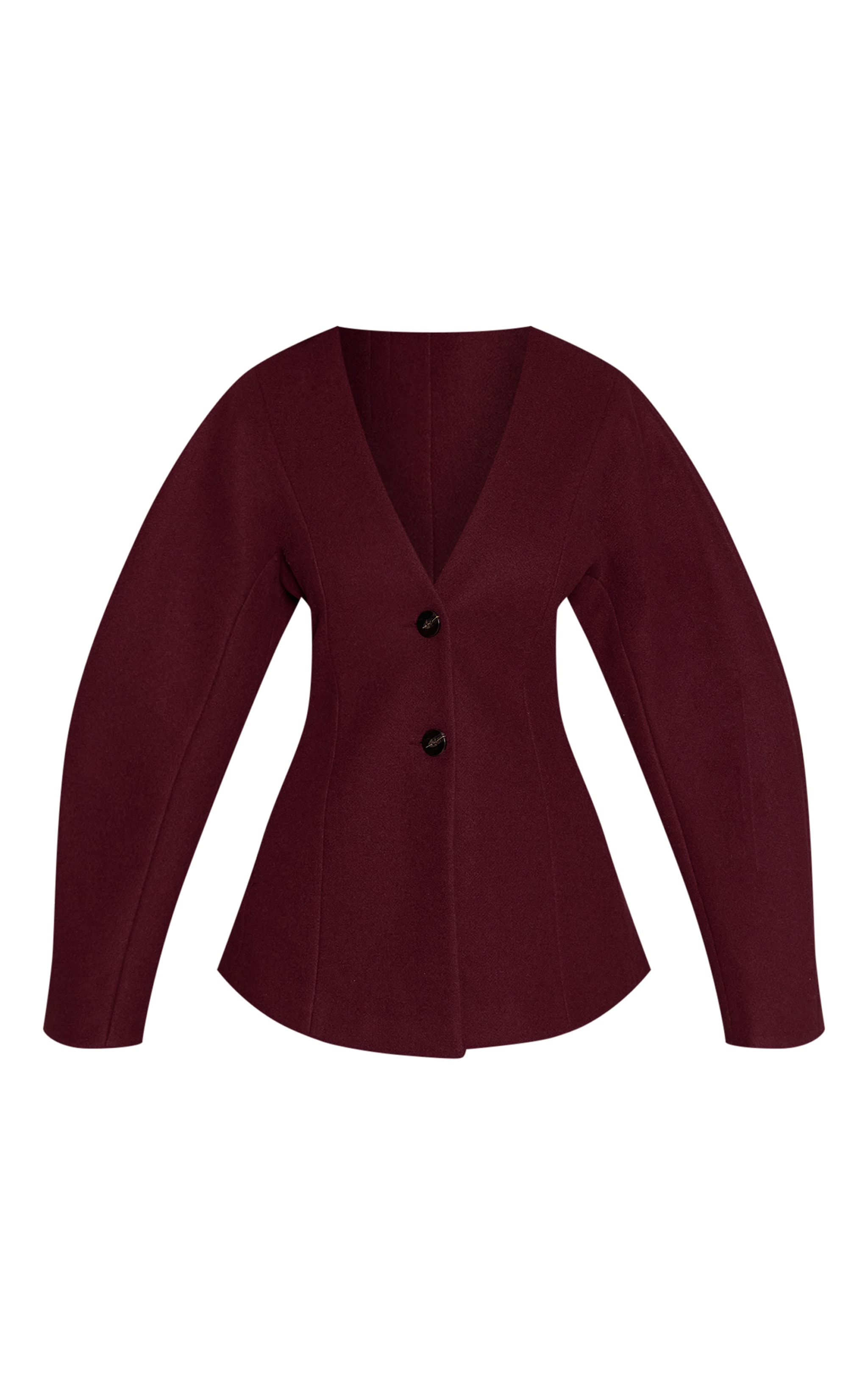 Chocolate Plum Collarless Cocoon Sleeve Blazer image 5