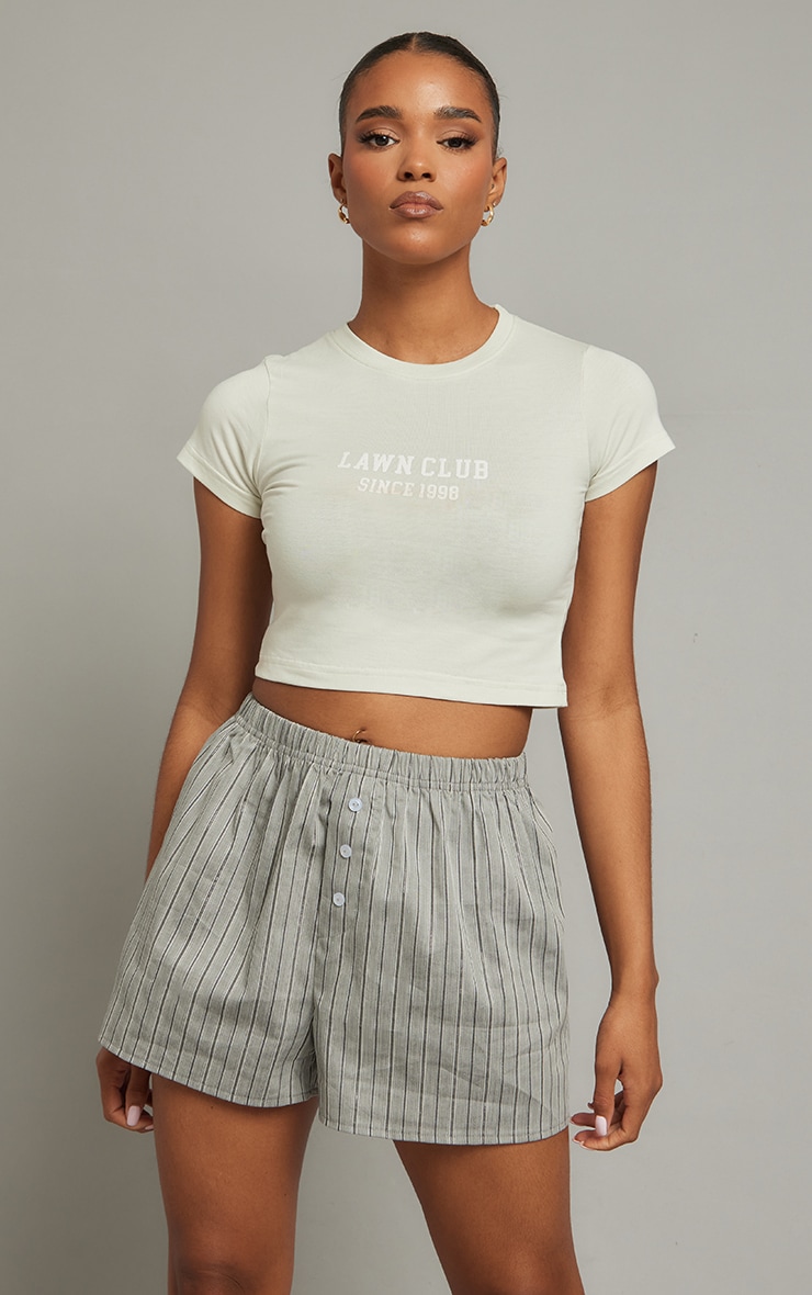 Grey Lawn Club Print Fitted Crop T Shirt image 4