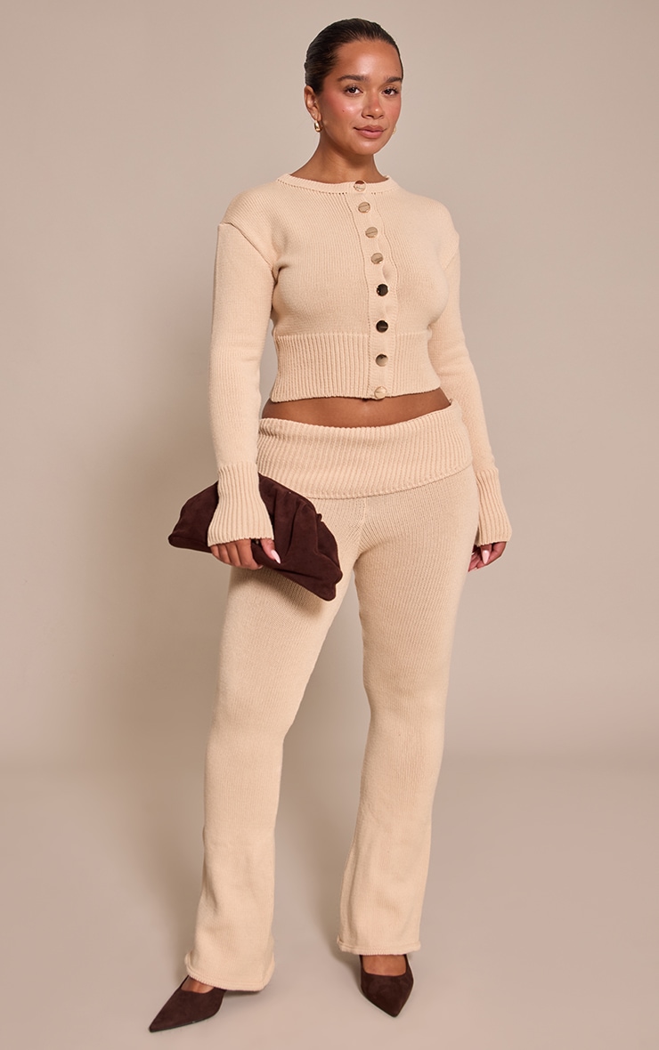 Shape Oatmeal Knitted Button Front Cardigan image 3