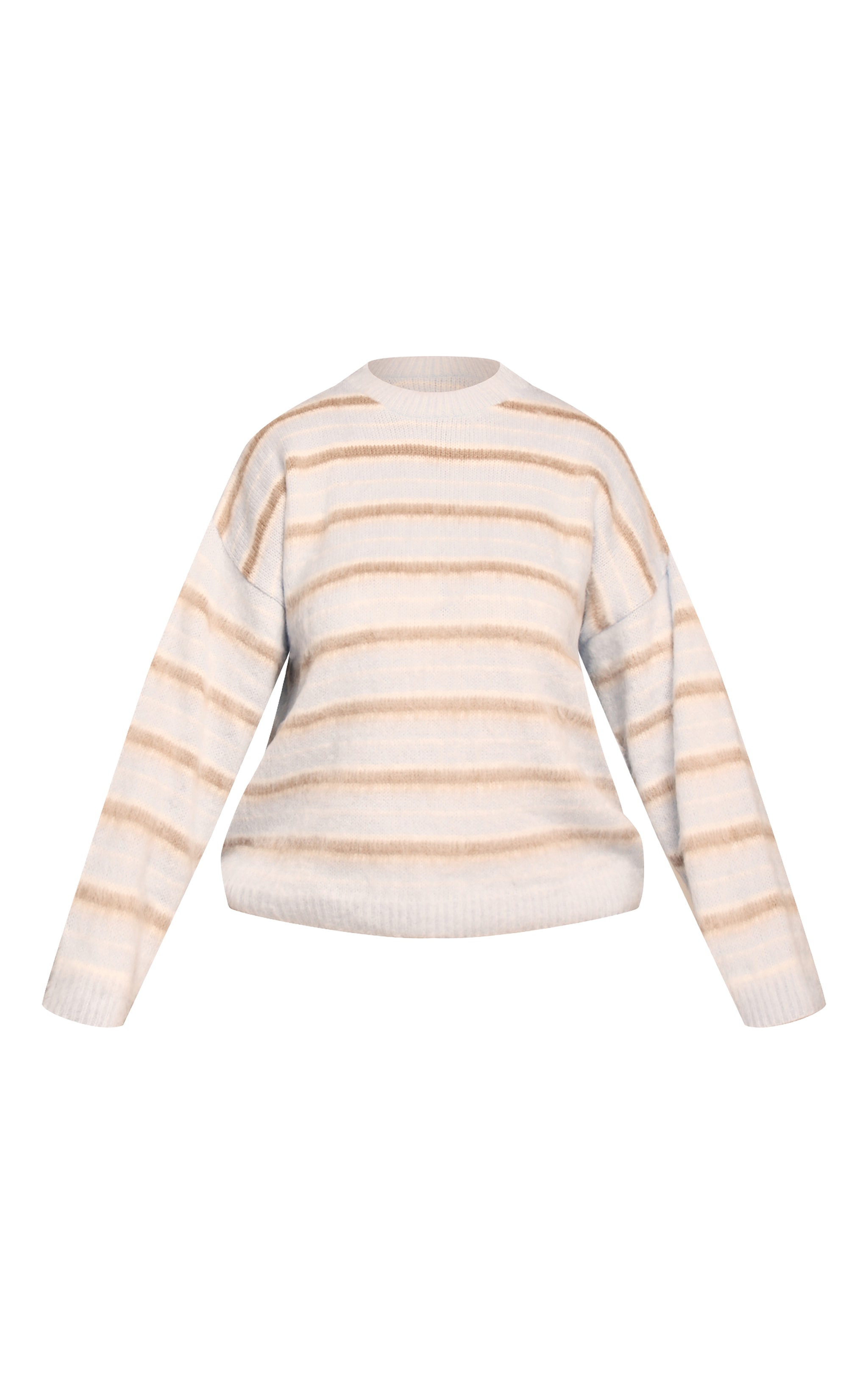 Plus Brown Striped Brushed Knit Jumper image 5