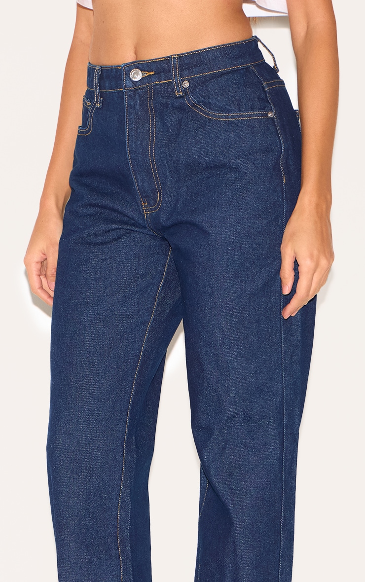Indigo High Waist Straight Leg Jeans image 4