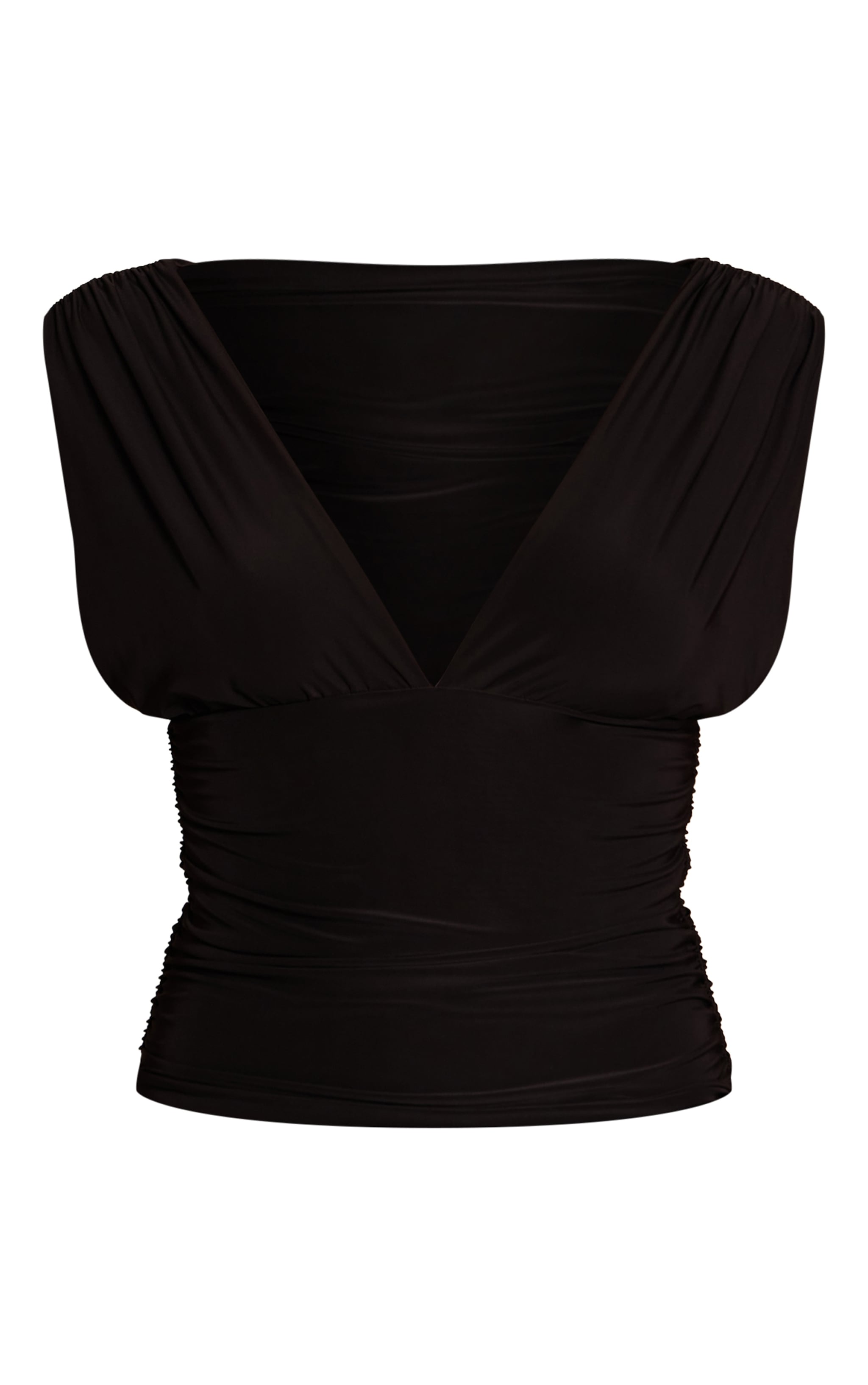 Black Slinky Plunge Sleeveless Top image 5