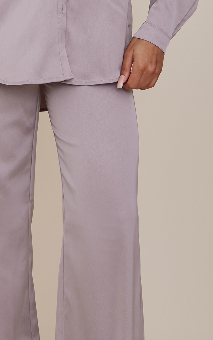 Moss Grey Satin Wide Leg Pants image 4