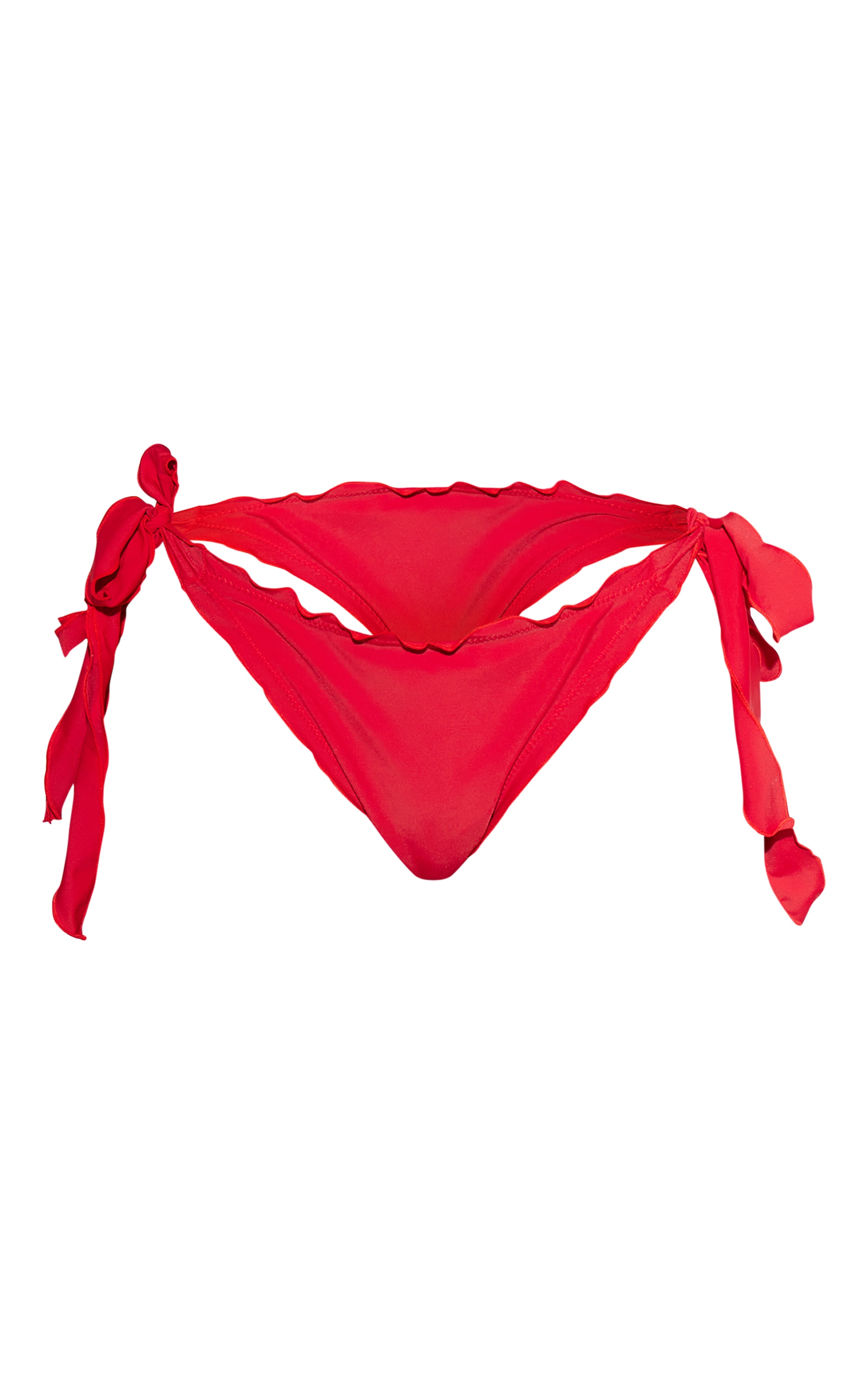 Bas de maillot de bain rouge à volants et détail lacets à noeuds sur les côtés image 5