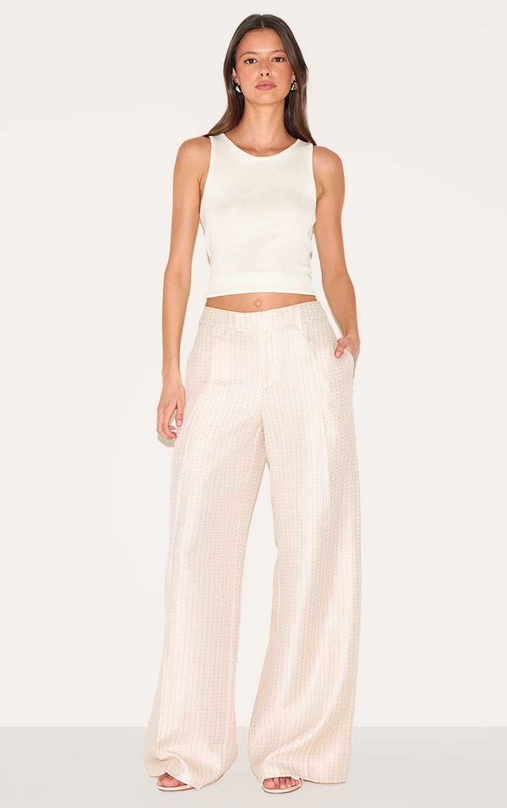 Pantalon de tailleur tissé texturé crème image 2