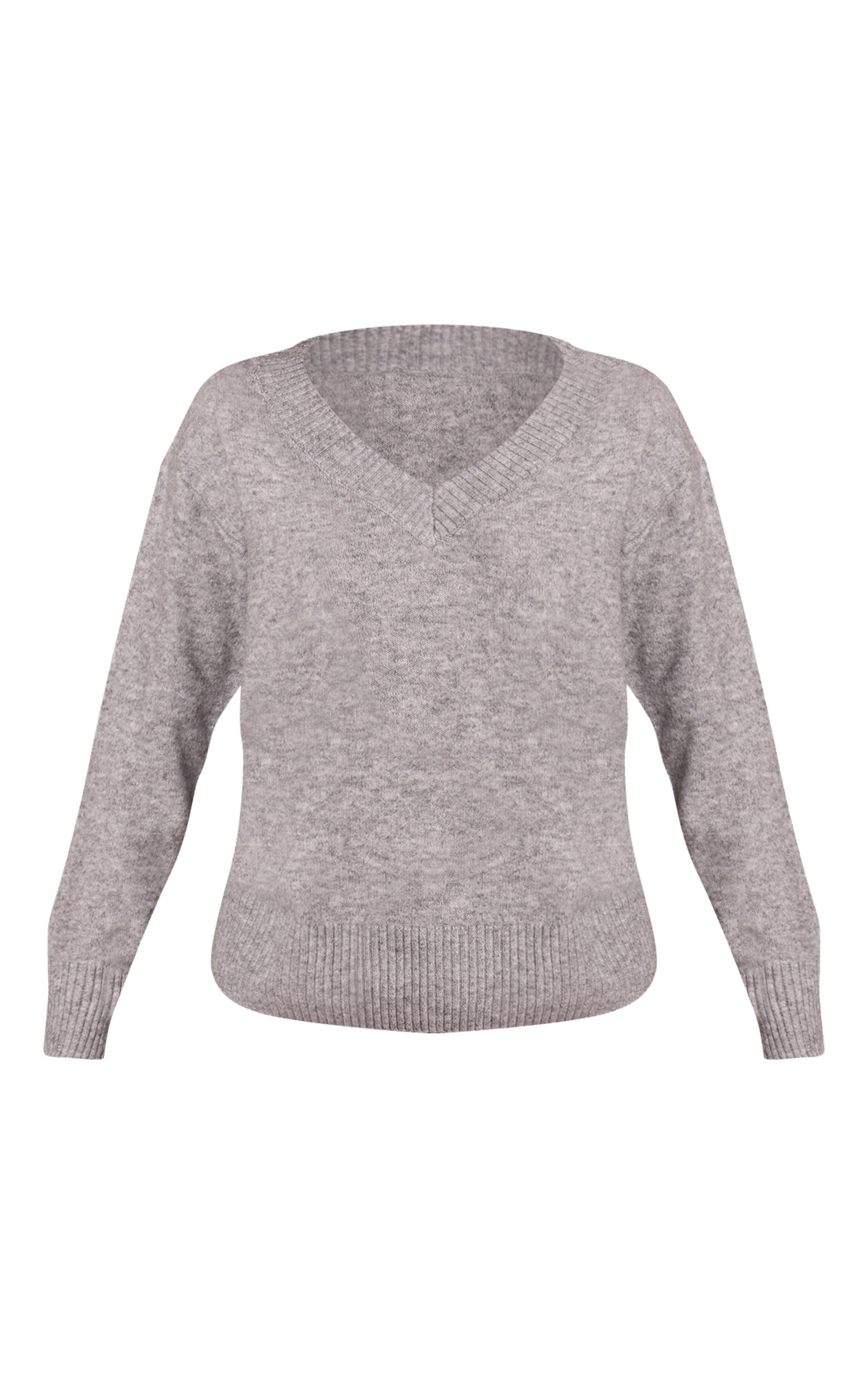 Tall Ash Grey Knit V-neck Jumper image 5