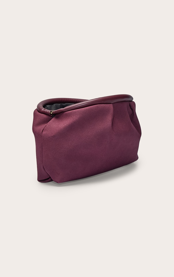 Plum Faux Suede Hard Handle Clutch Bag image 4