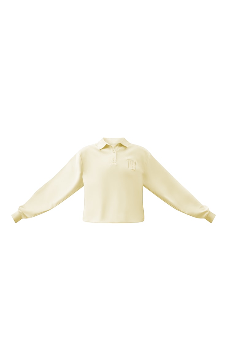 Buttercream Embroidered Interlock Button Polo Sweatshirt image 5