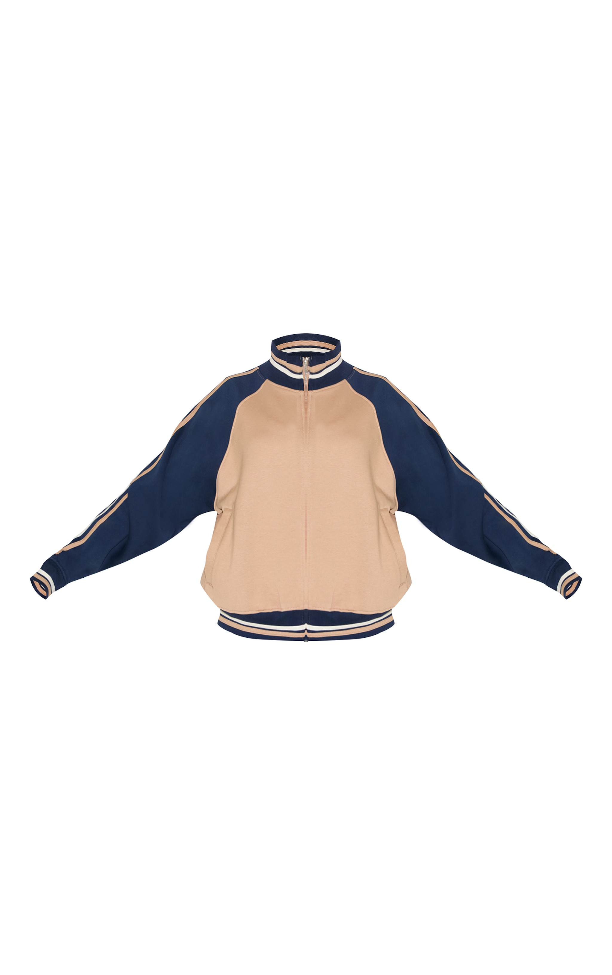 Navy Contrast Panel Detail Zip Up Sweatshirt image 5