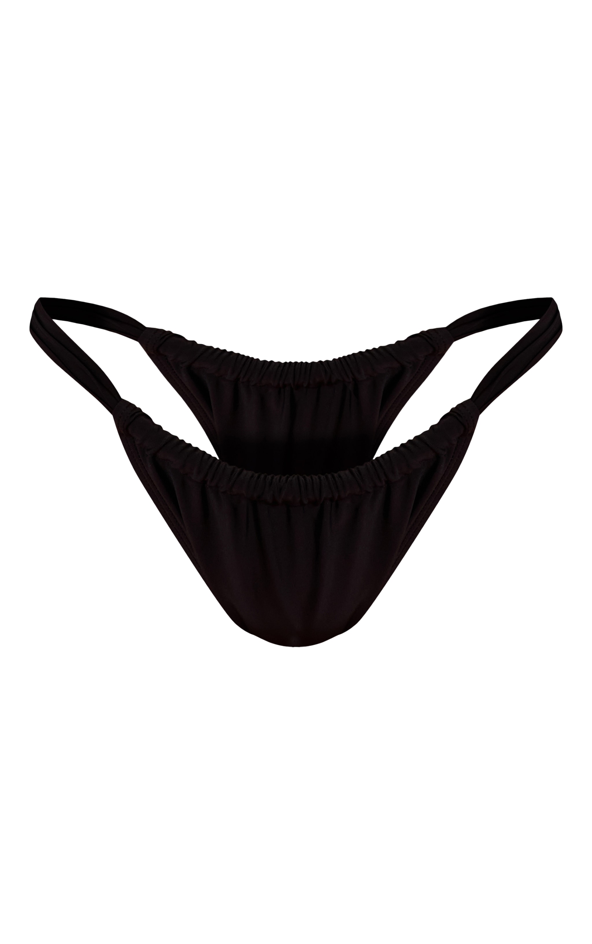  Black Tanga Ruched Strap Bikini Bottoms image 5