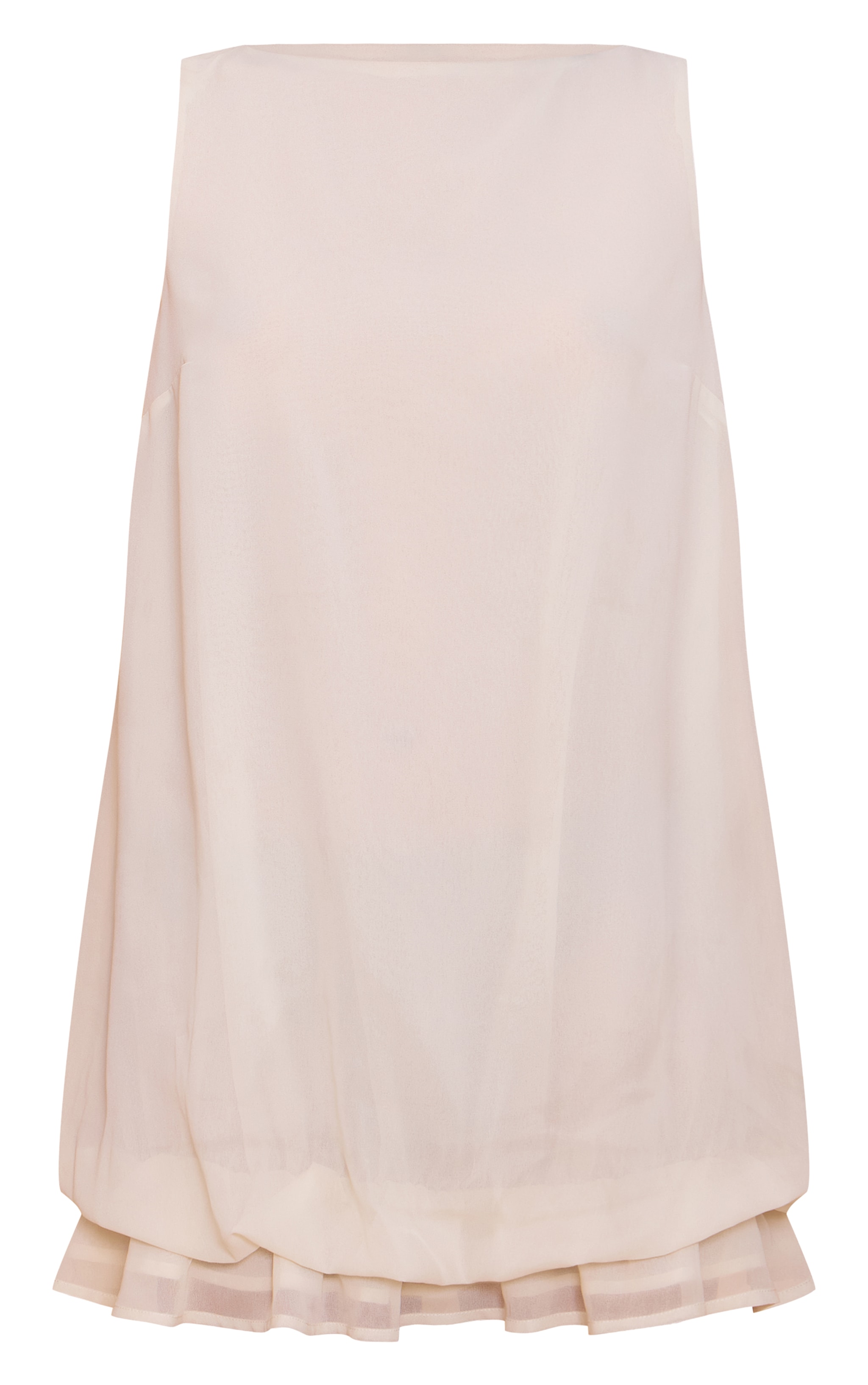 Cream Chiffon Boat Neck Frill Hem Shift Dress image 5
