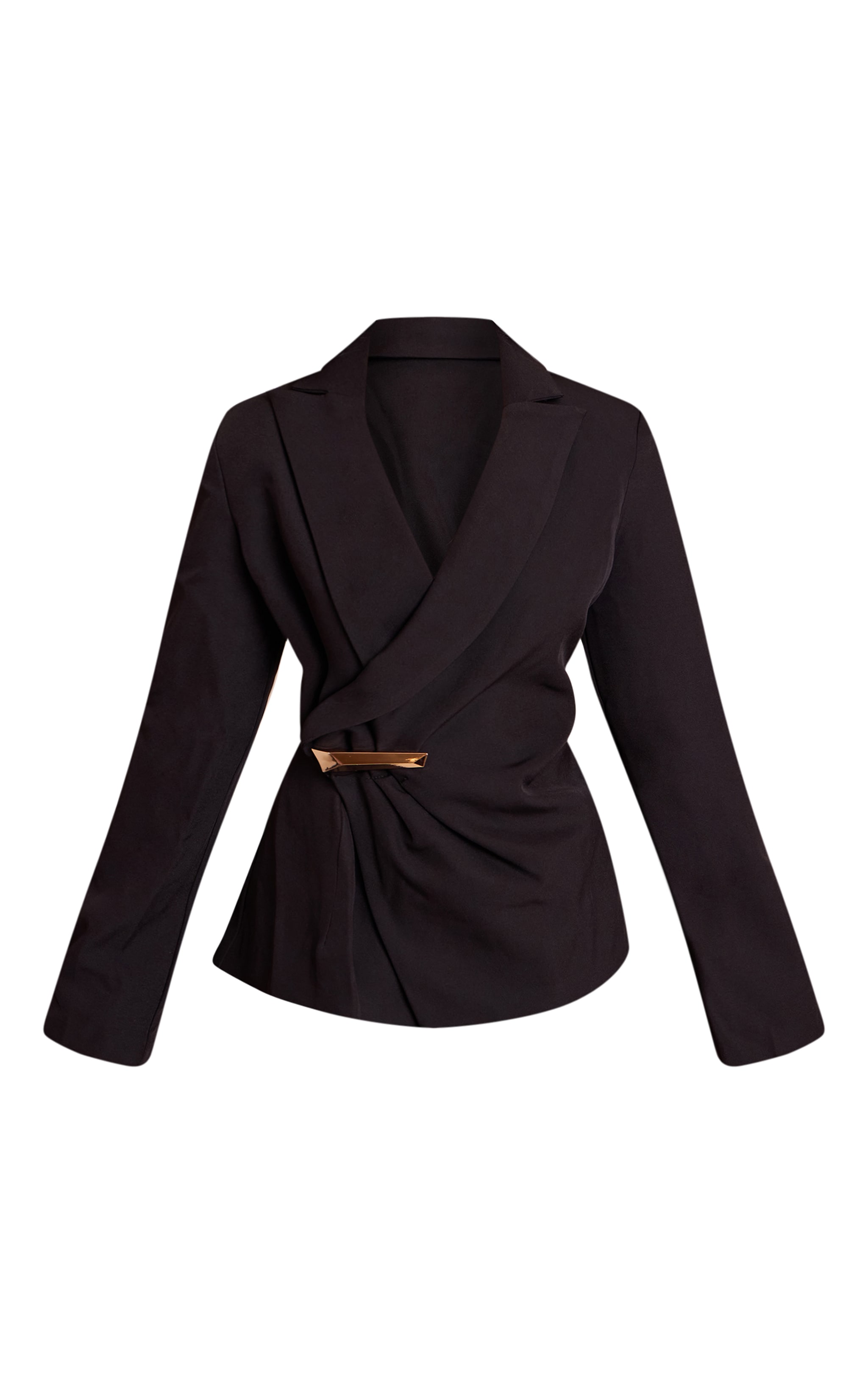 Petite Black Asymmetric Style Wrap Blazer image 5