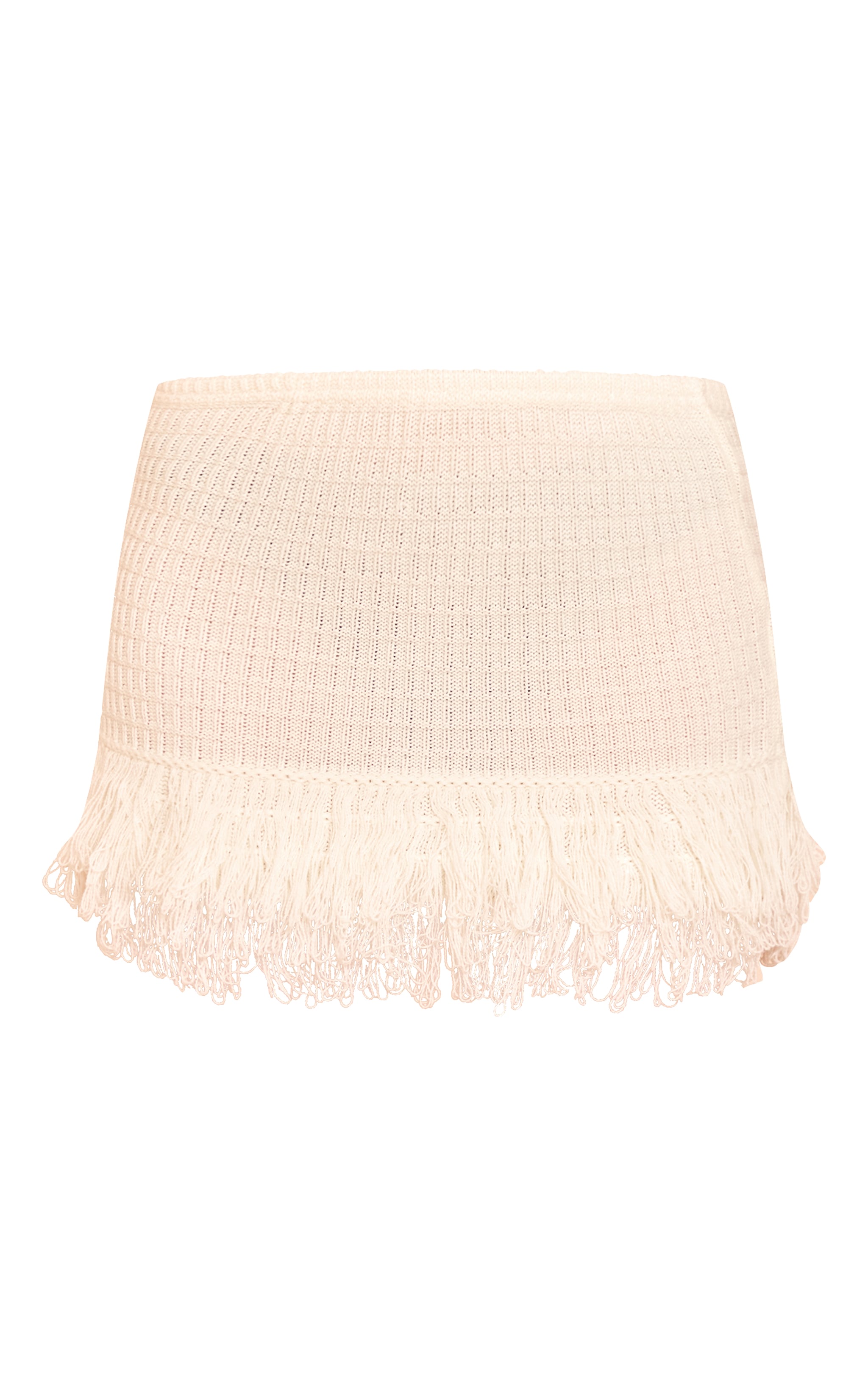 Cream Rib Fringe Hem Knit Skirt image 6
