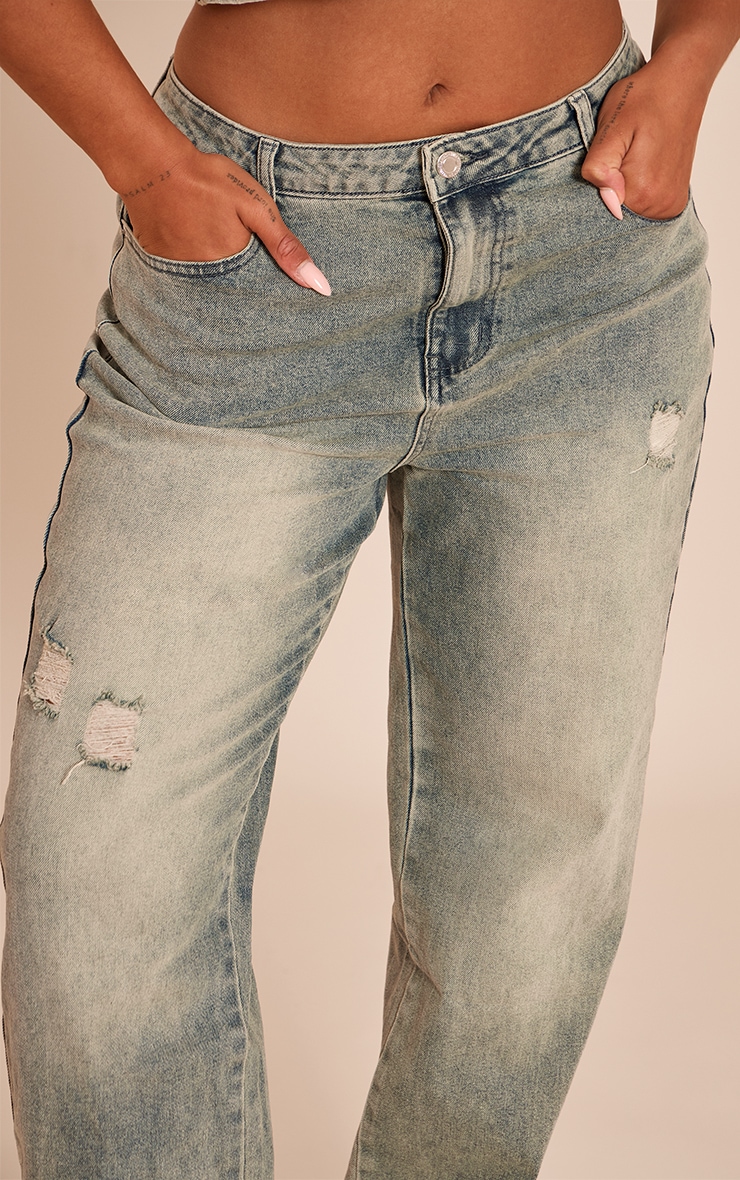Shape Indigo Vintage Wash Stretch Washed Denim Wide Leg Jeans image 4