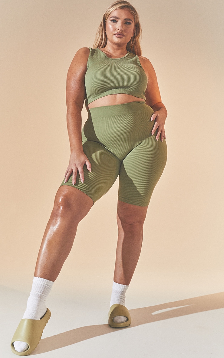 Plus Khaki Contour Bike Shorts