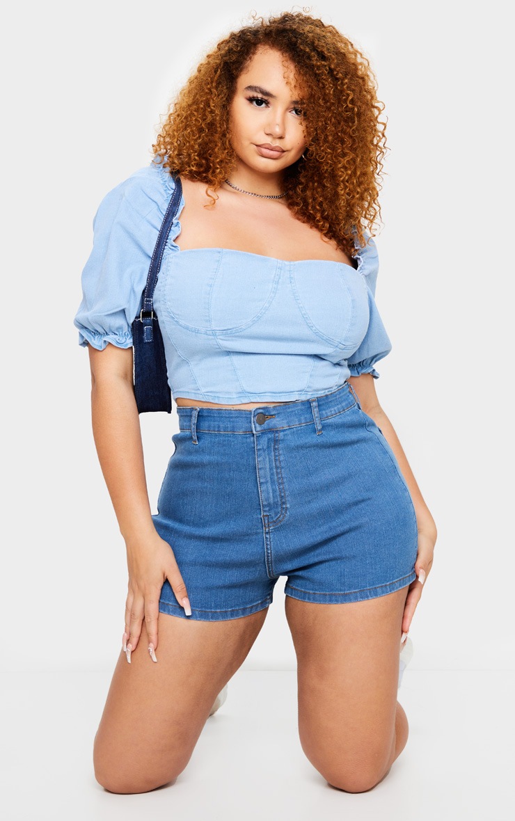 Plus Mid Wash Disco Fit Short