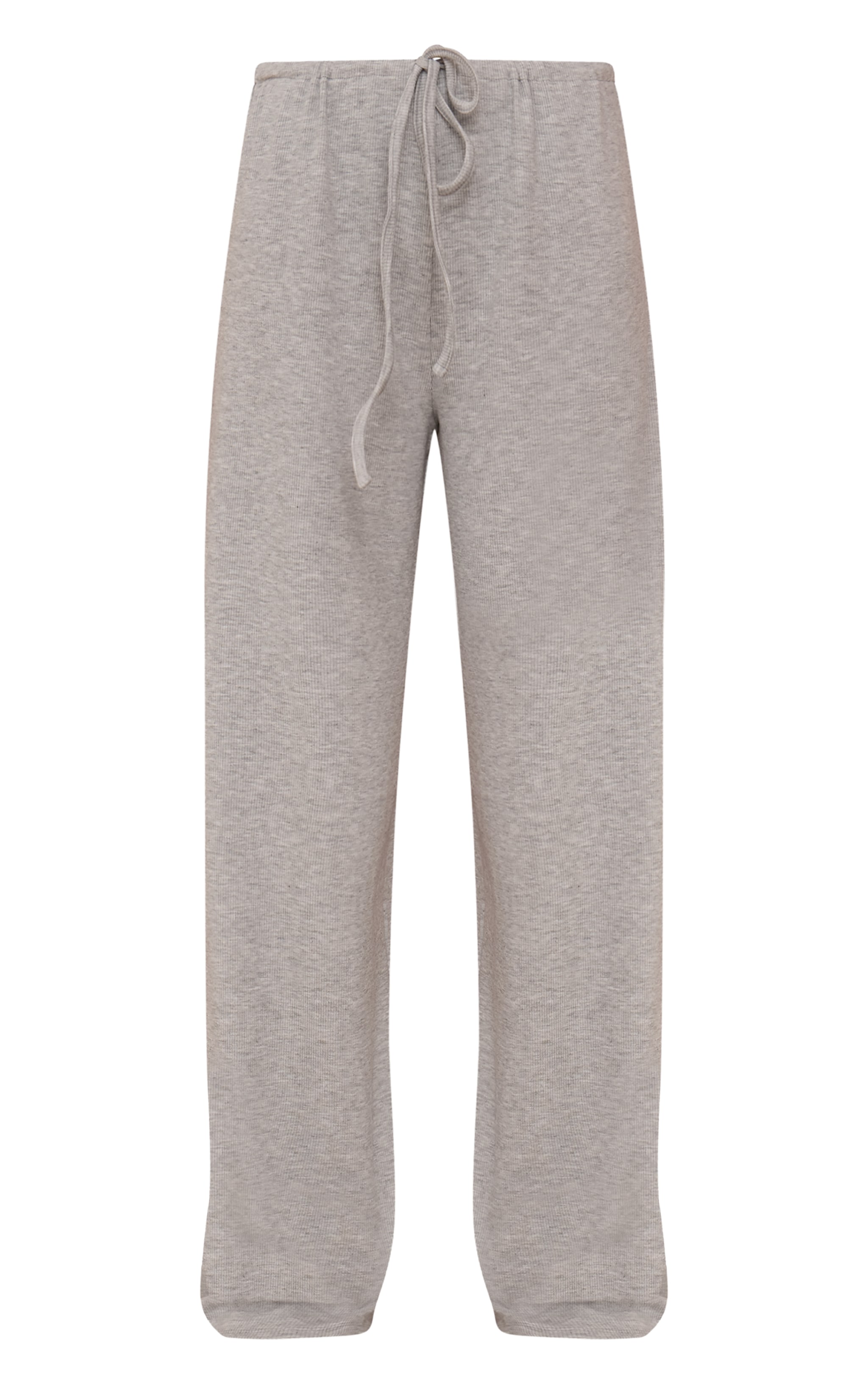 Grey Marl Ribbed Drawstring Wide Leg Pant image 5