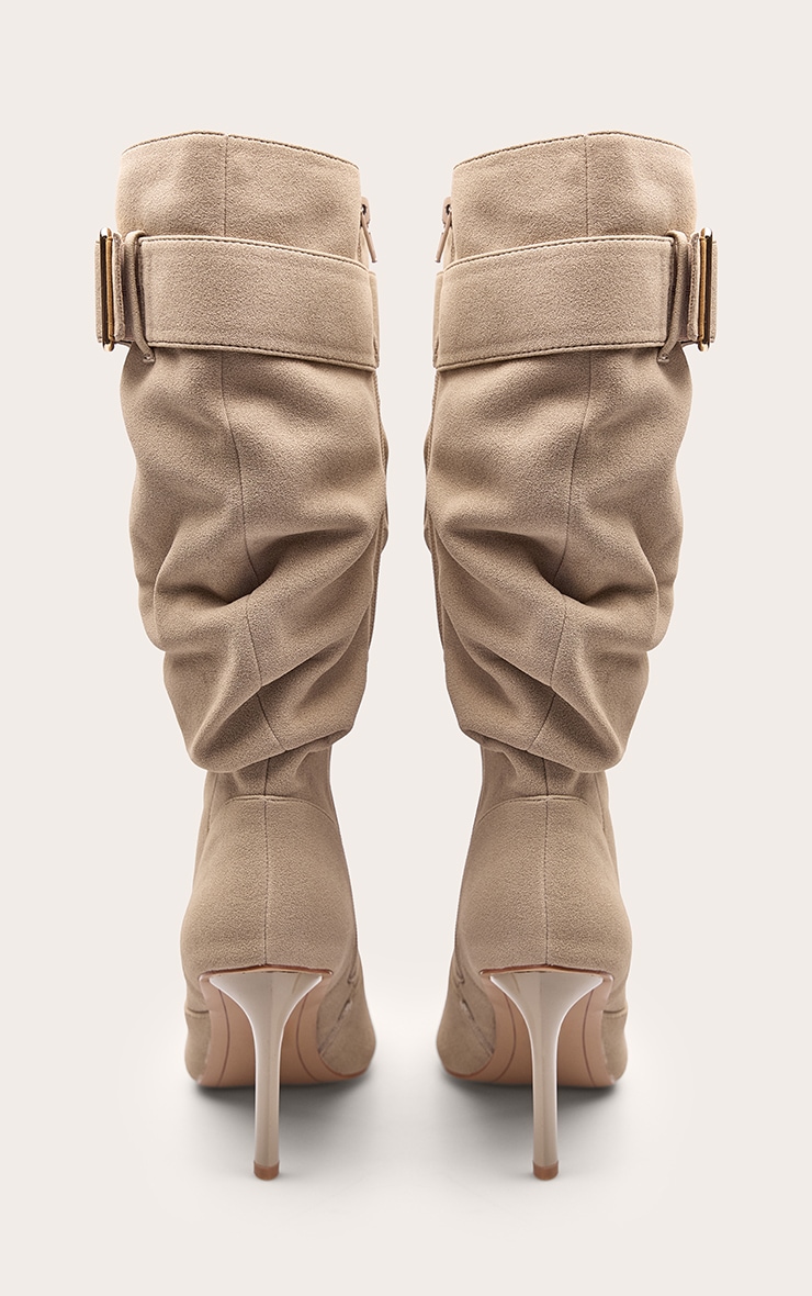 Bottes hautes froncées gris pierre à talon aiguille image 4