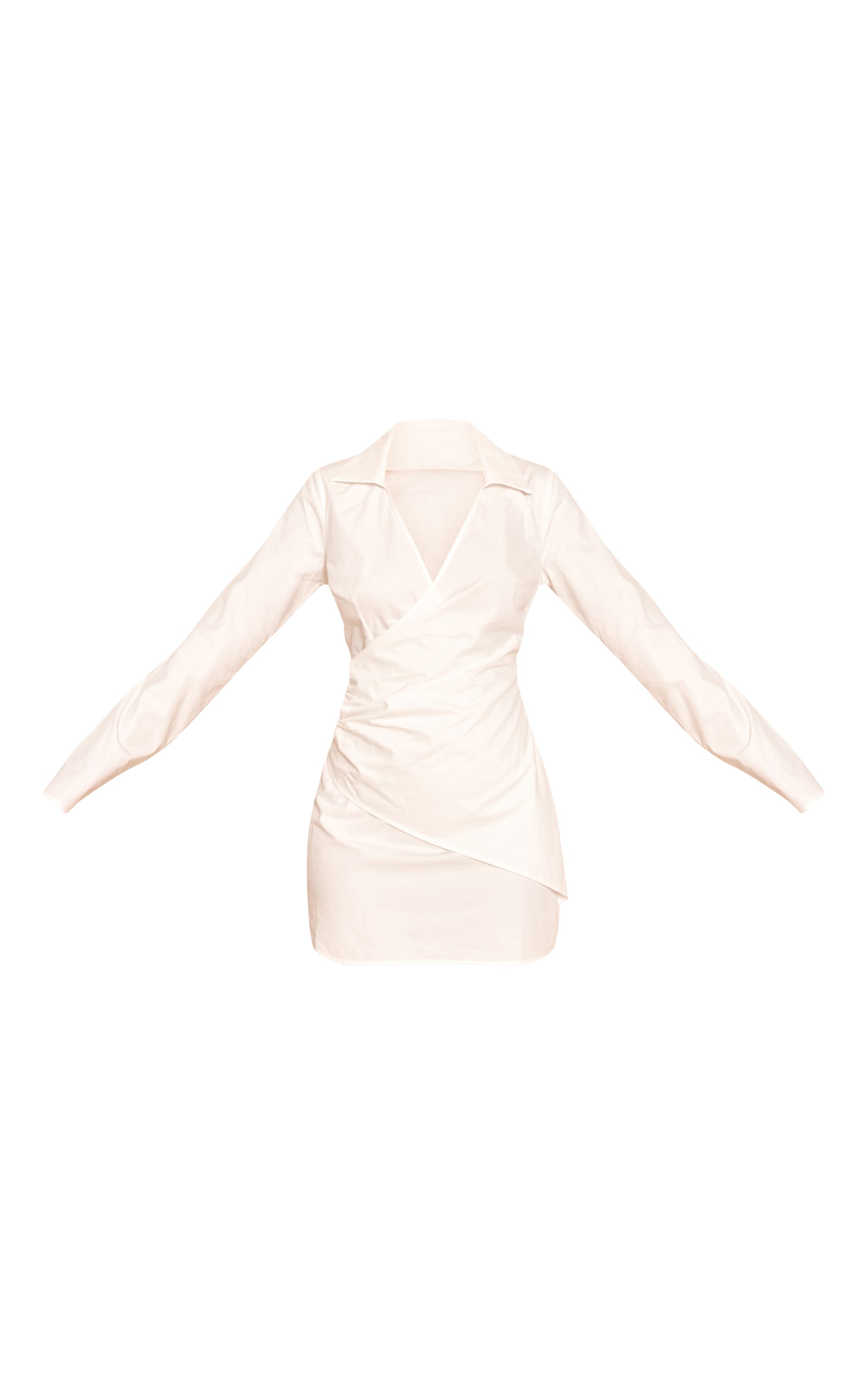 White Wrap Detail Long Sleeve Shirt Dress image 5