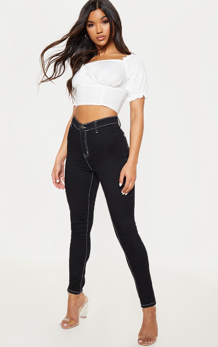 Black And White Stitch Disco Skinny Jeans