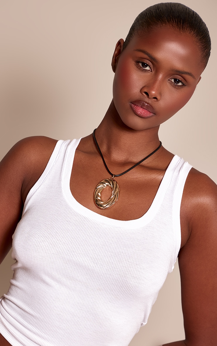 Collier en corde à pendentif torsadé texturé doré image 1