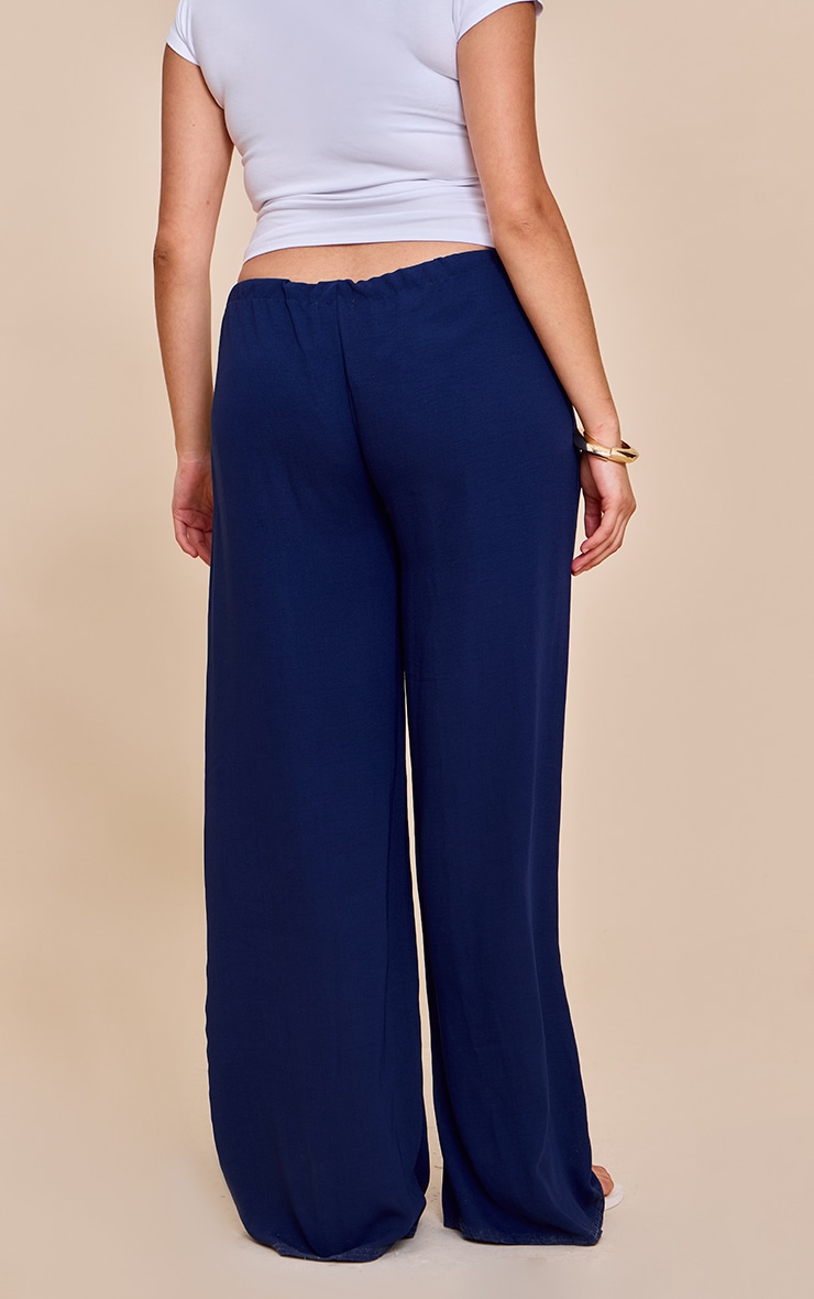 Plus Navy Floaty Drawstring Thin Waistband Pants image 3