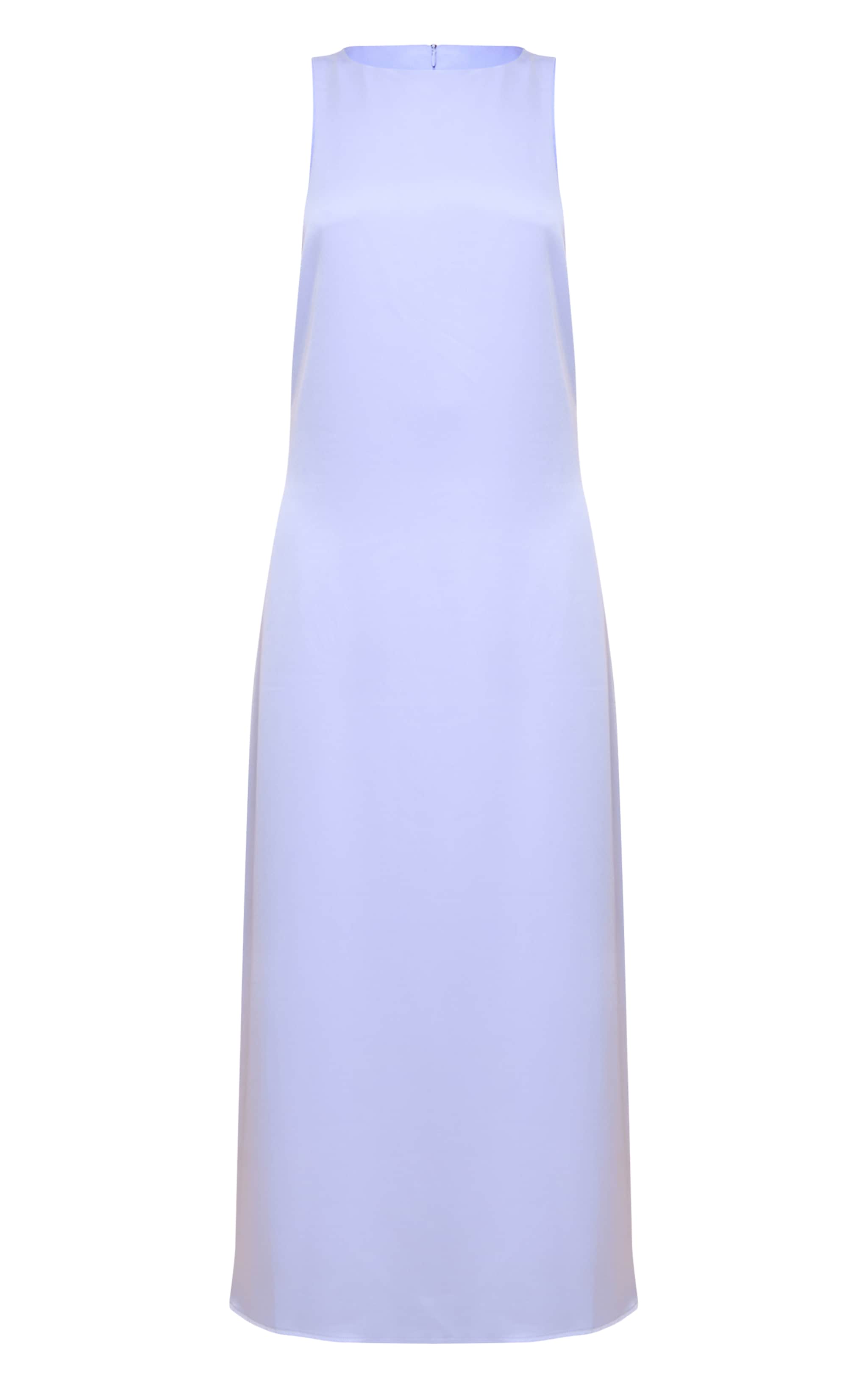 Blue Satin Boat Neck Sleeveless Maxi Dress image 5
