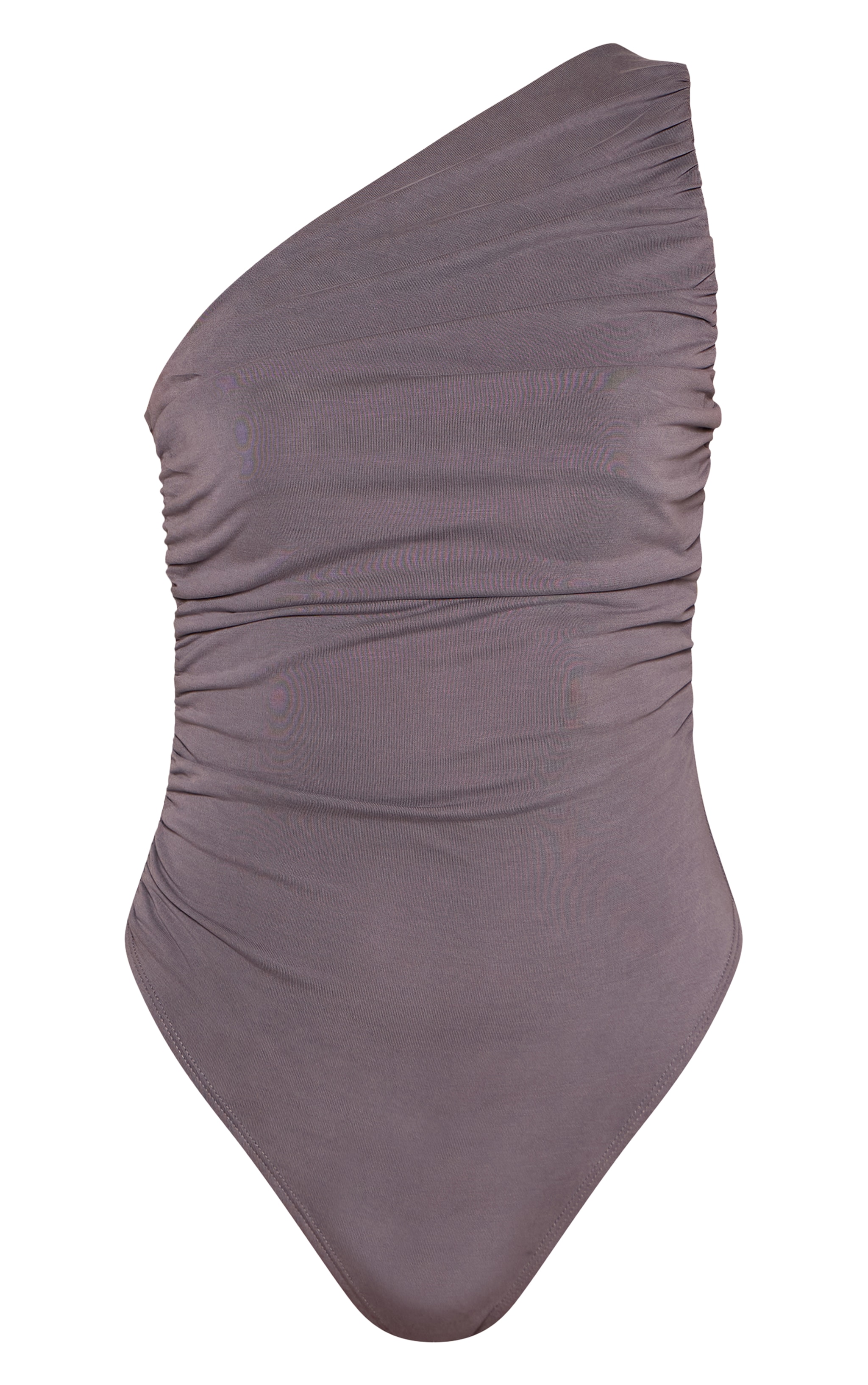 Charcoal Blue Modal Ruched Detail Asymmetric Bodysuit image 5