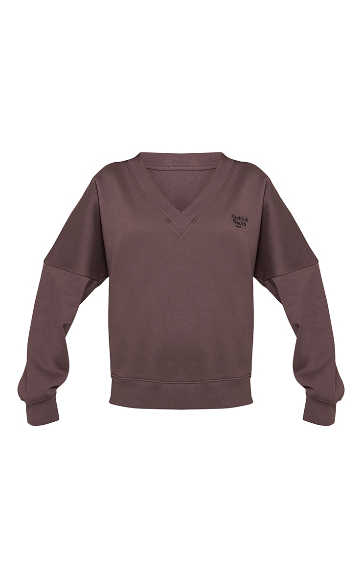 Charcoal Health Club V Neck Sweatshirt image 5