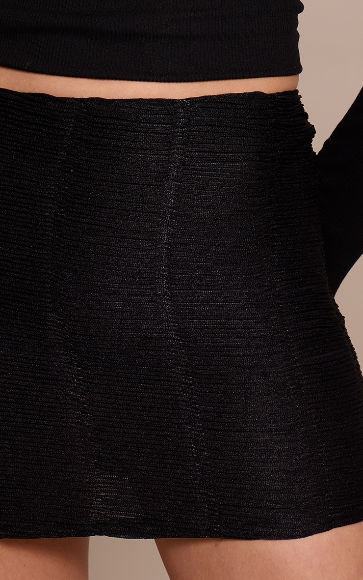 Black Textured Jersey Mini Skirt  image 5