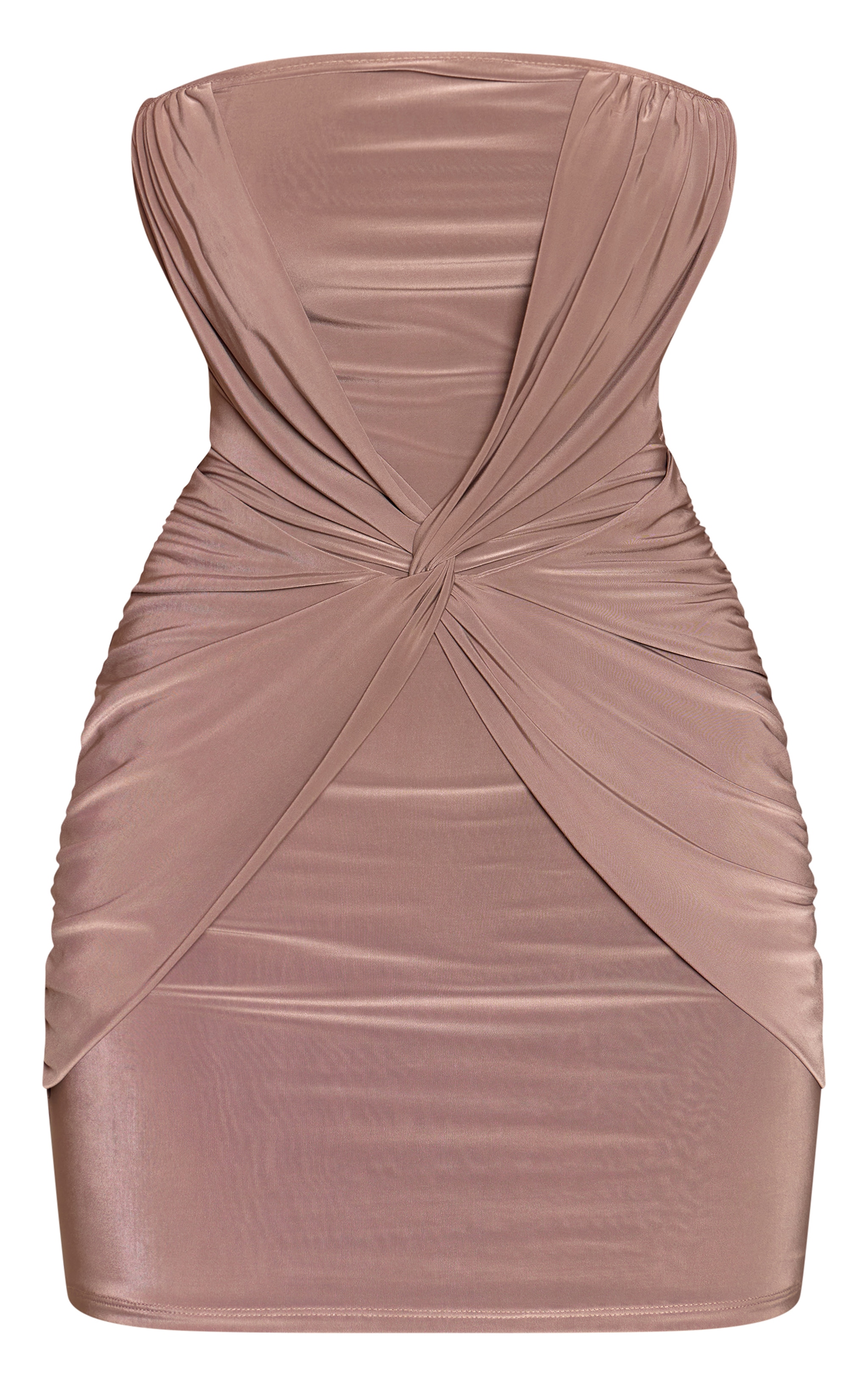Taupe Slinky Bandeau Mini Dress image 5
