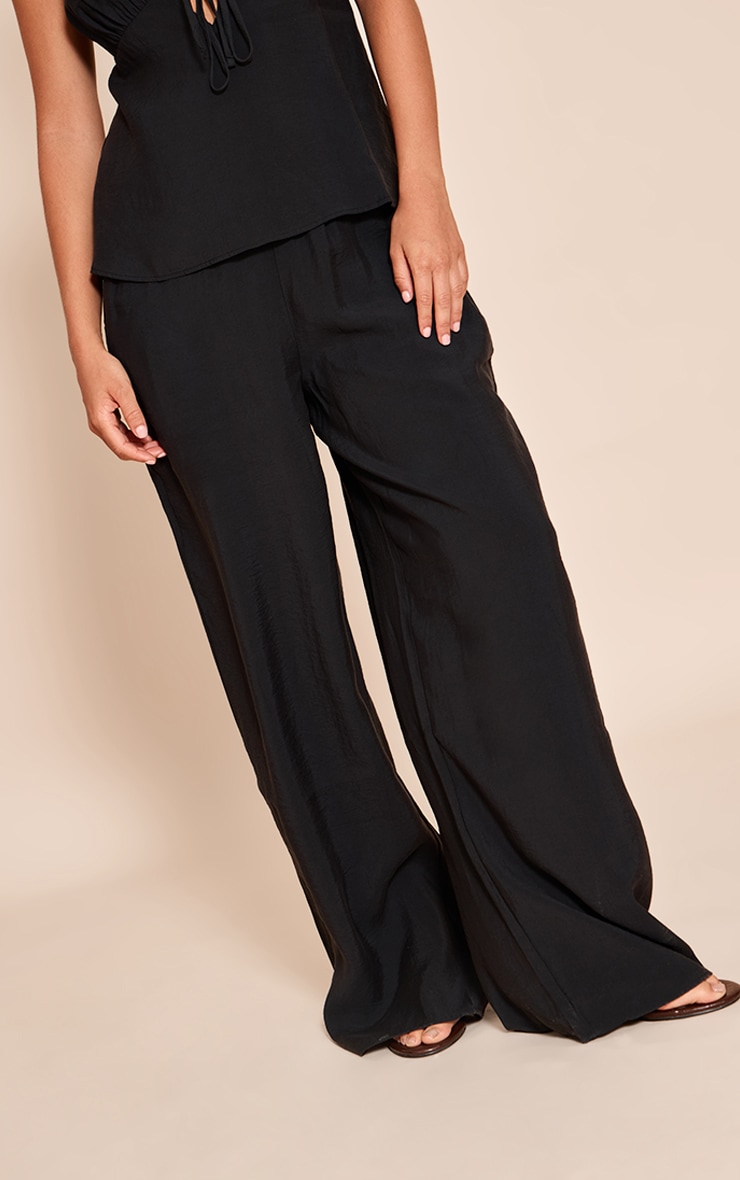 Black Woven Wide Leg Pant image 2