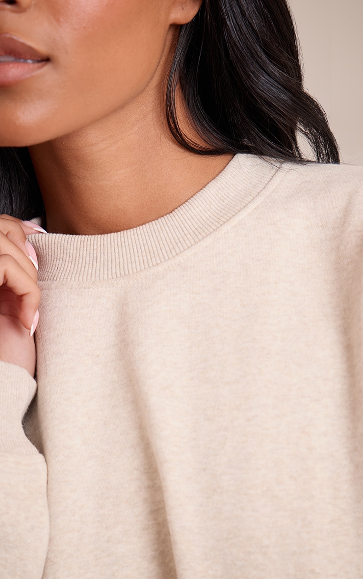 Tall Oatmeal Marl Oversized Crew Sweatshirt image 4