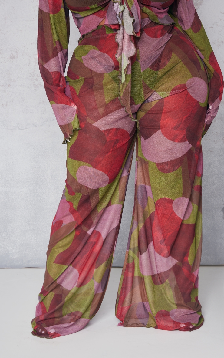 Plus Multi Print Mesh Wide Leg Pants image 2