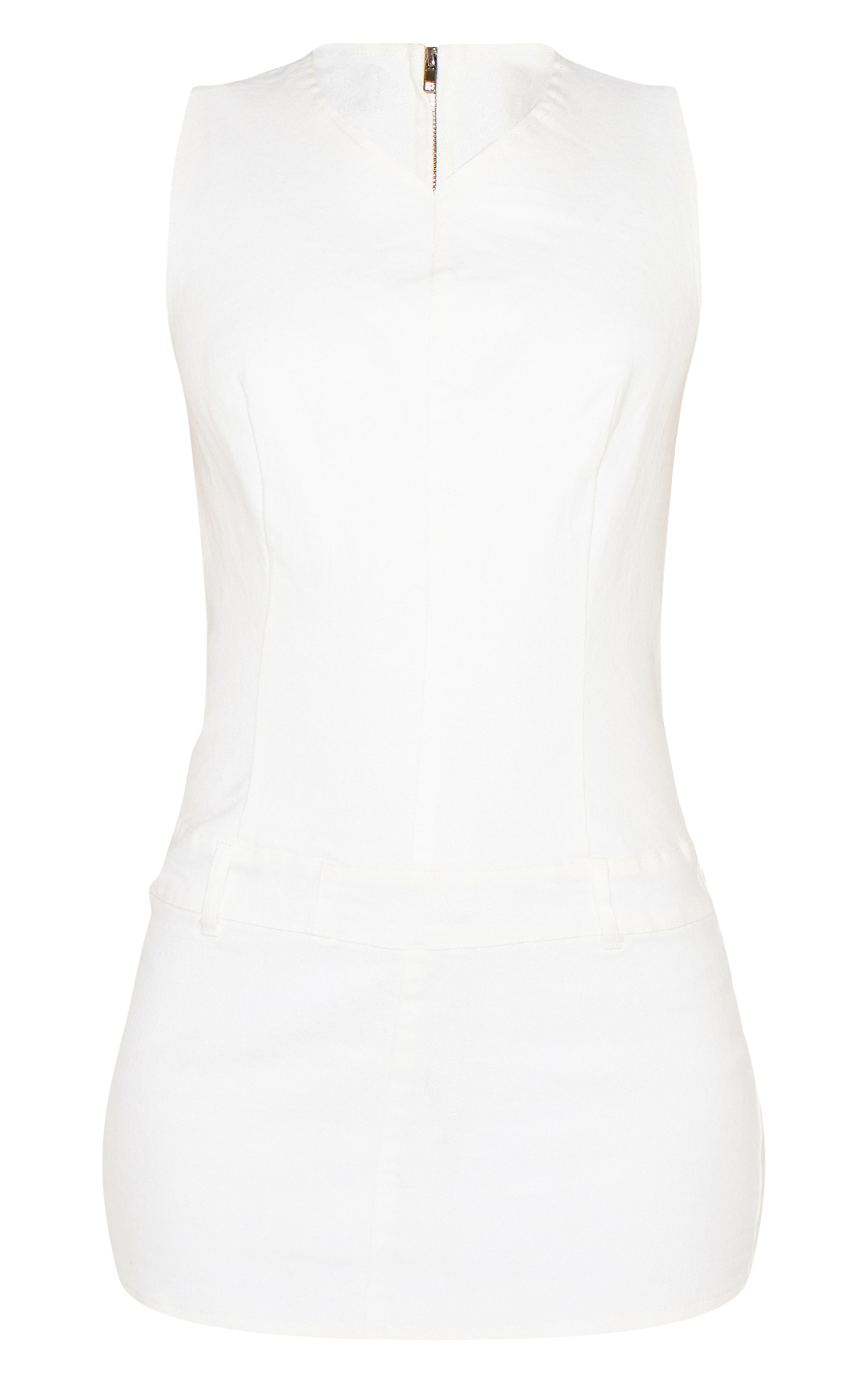 White Tailored Style Stretch Denim Mini Dress image 5