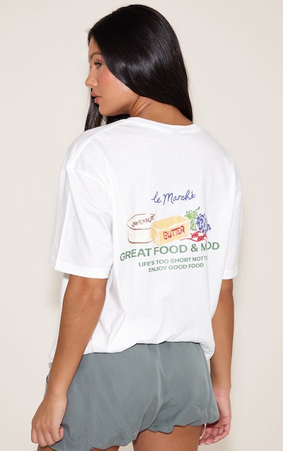 White Food Market Graphic Oversized T-shirt