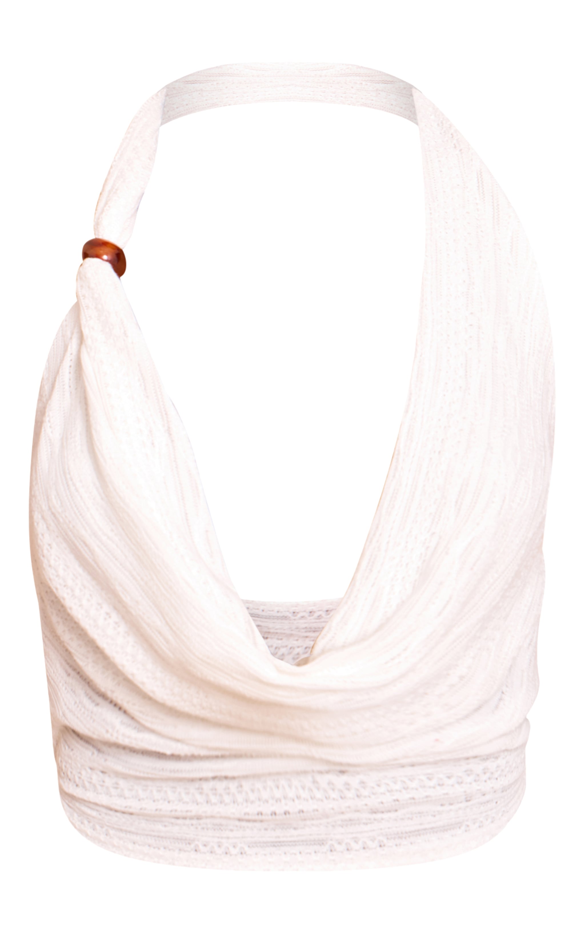 Top texturé blanc noué dans le dos à perle et col bénitier image 5