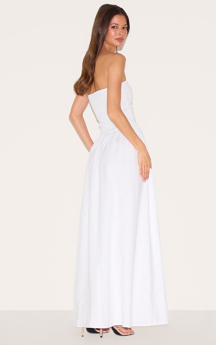 Robe bustier longue blanche à détail froncé image 2