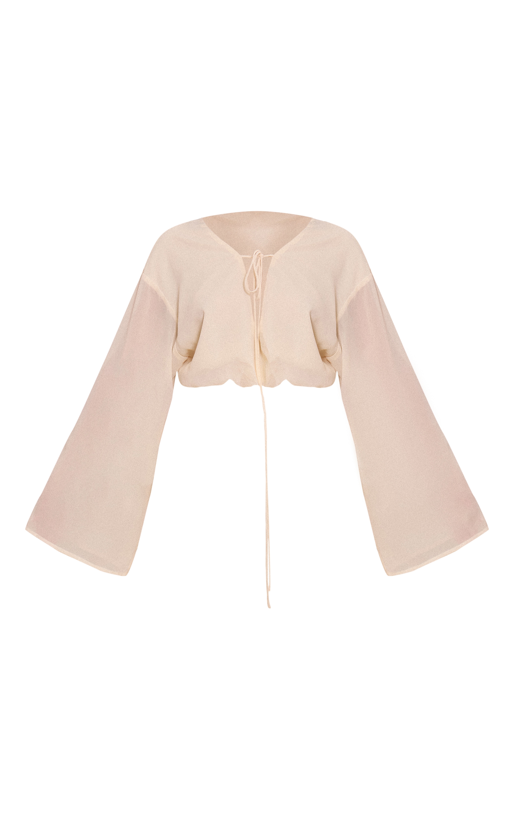 Petite Butter Yellow Chiffon Tie Front Flowy Top image 5