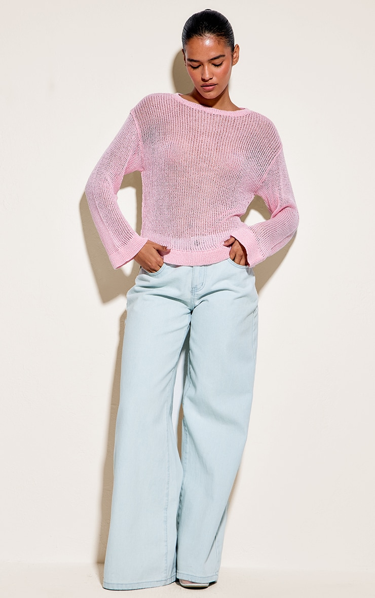 Pink Filagree Knit Slouchy Sweater  image 3