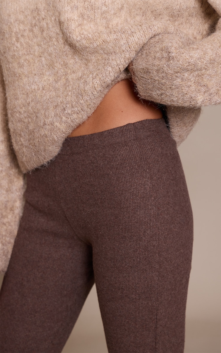 Chocolate Brushed Rib Leggings image 4