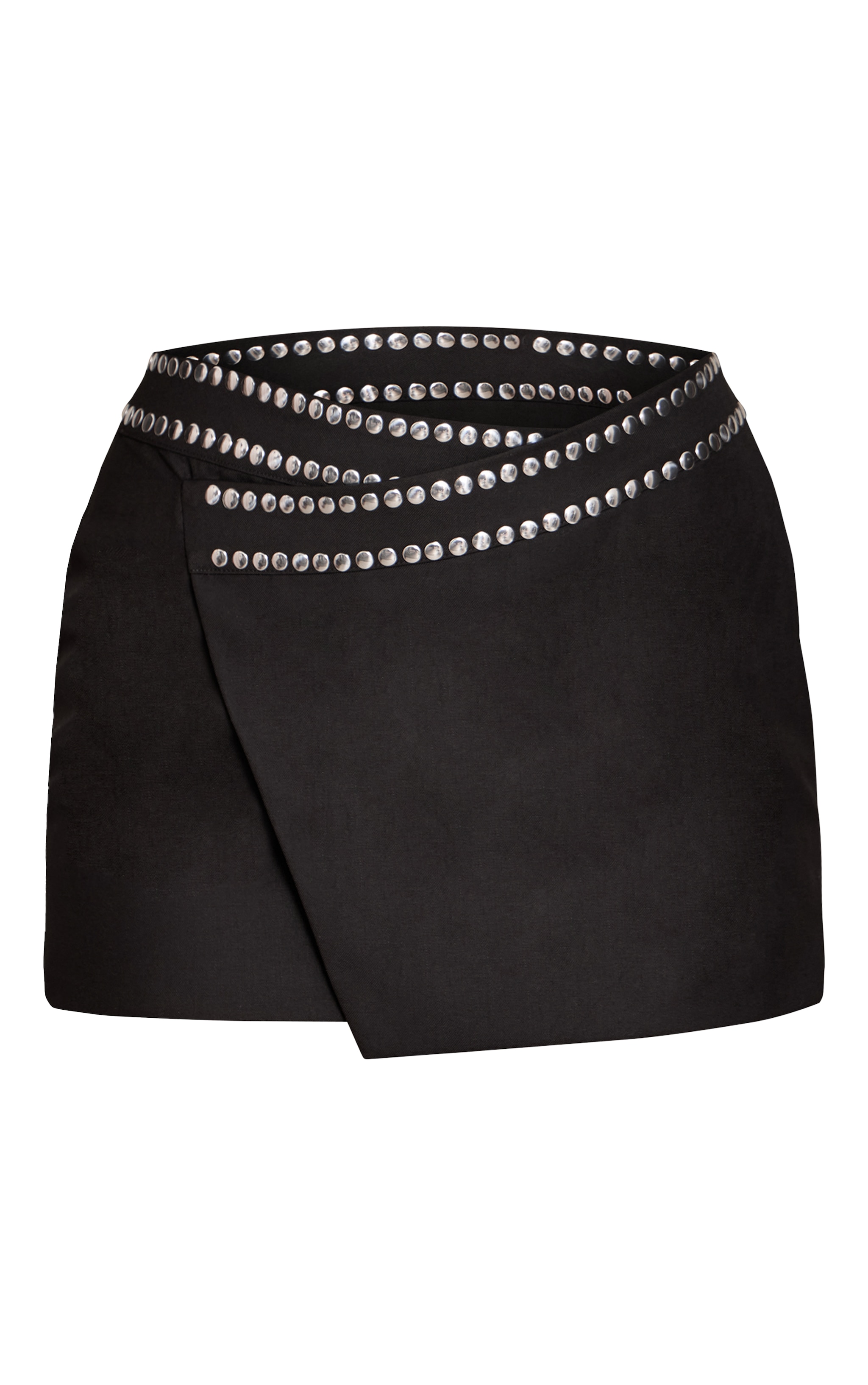 Black Studded Wrap Over Mini Skirt image 6