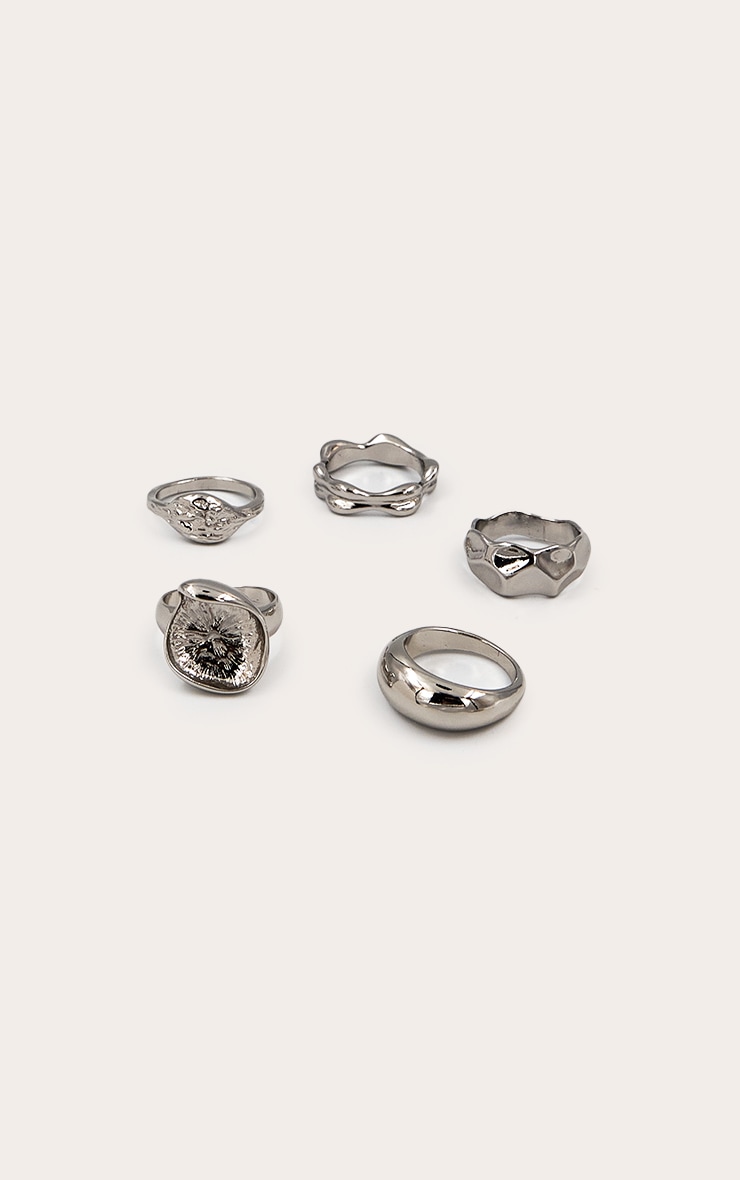 Silver Hammered Stacker Rings Multi Pack image 2