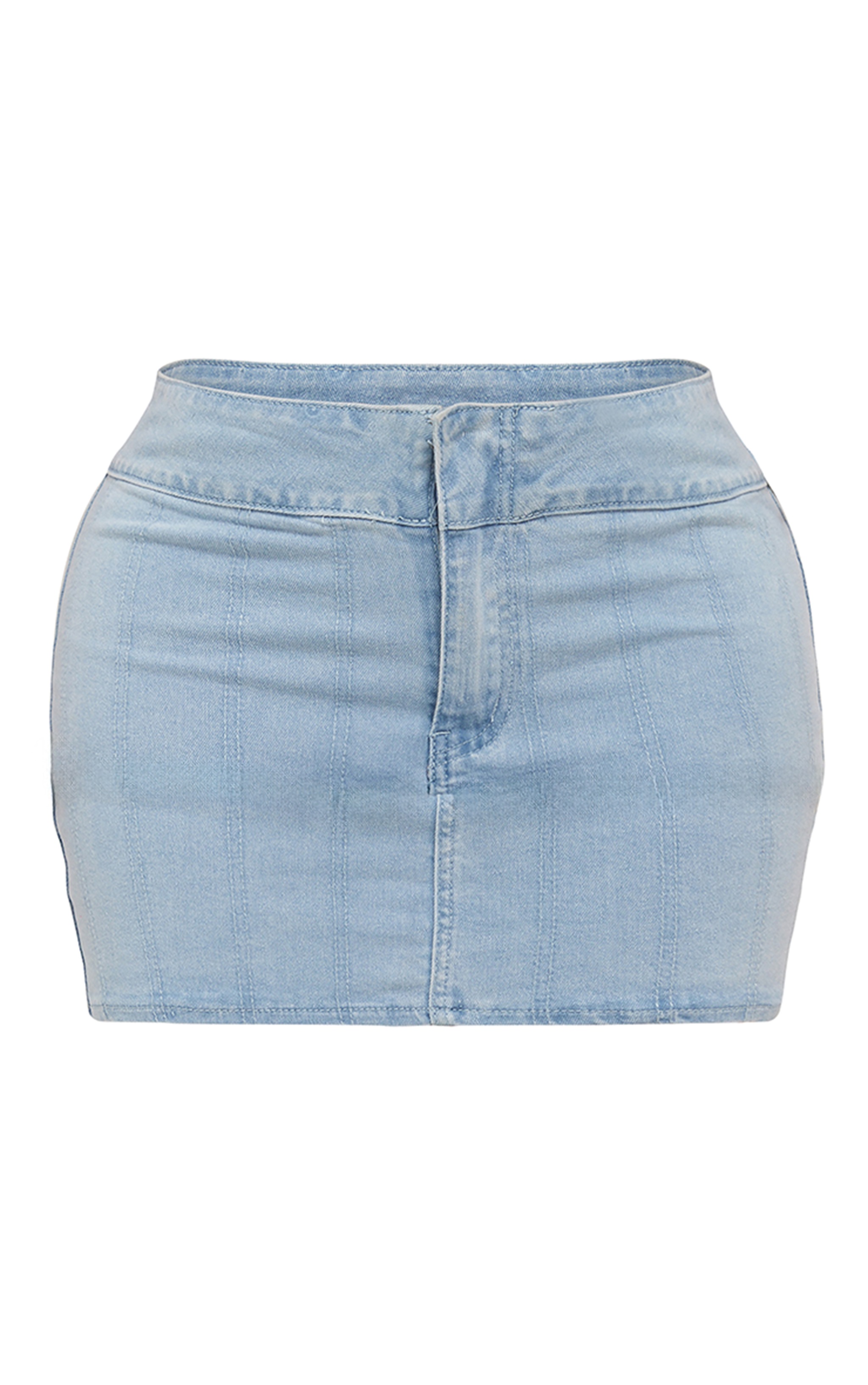 Shape Light Blue Denim Seam Detail Mini Skirt image 6