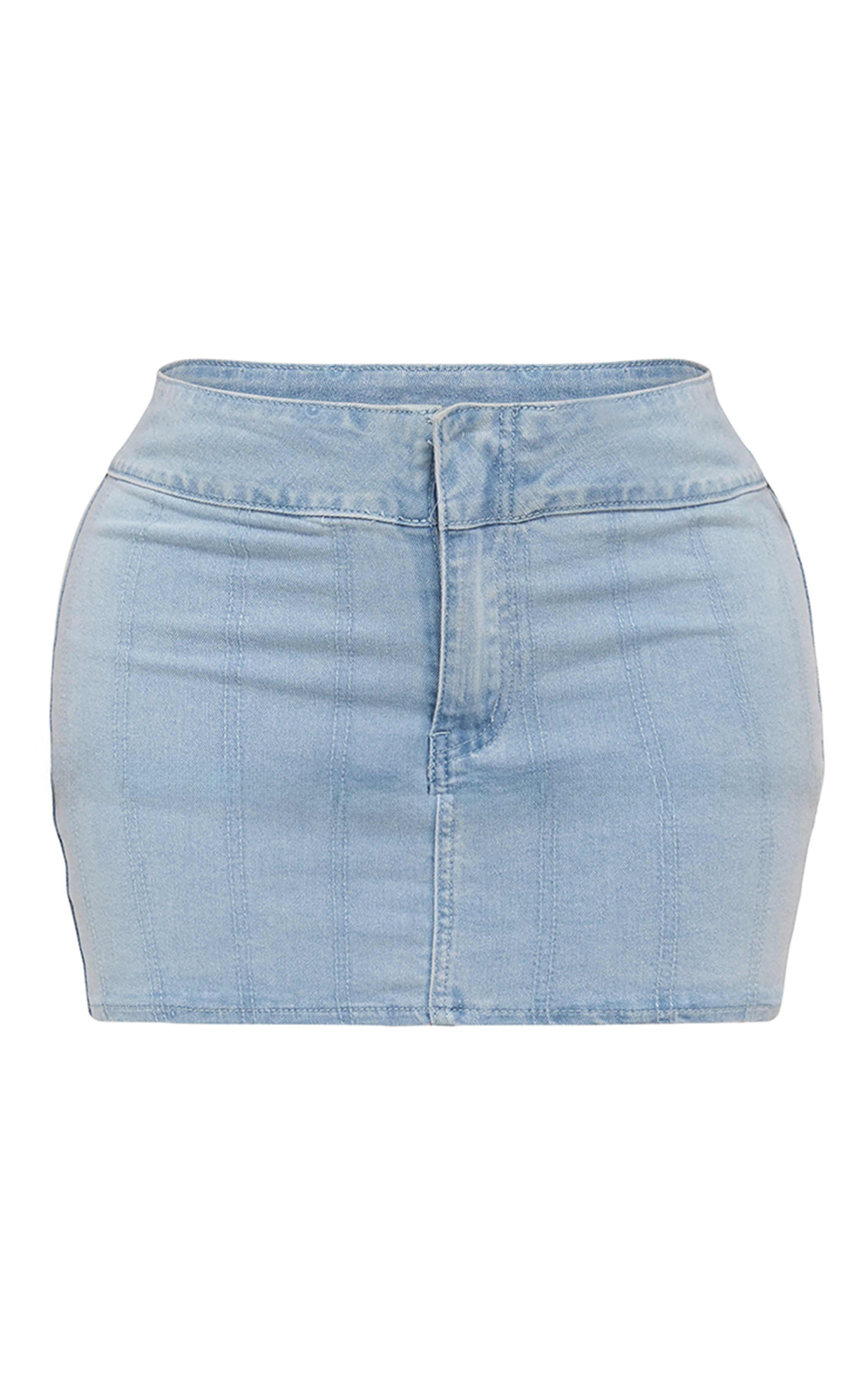 Shape Light Blue Denim Seam Detail Mini Skirt image 6